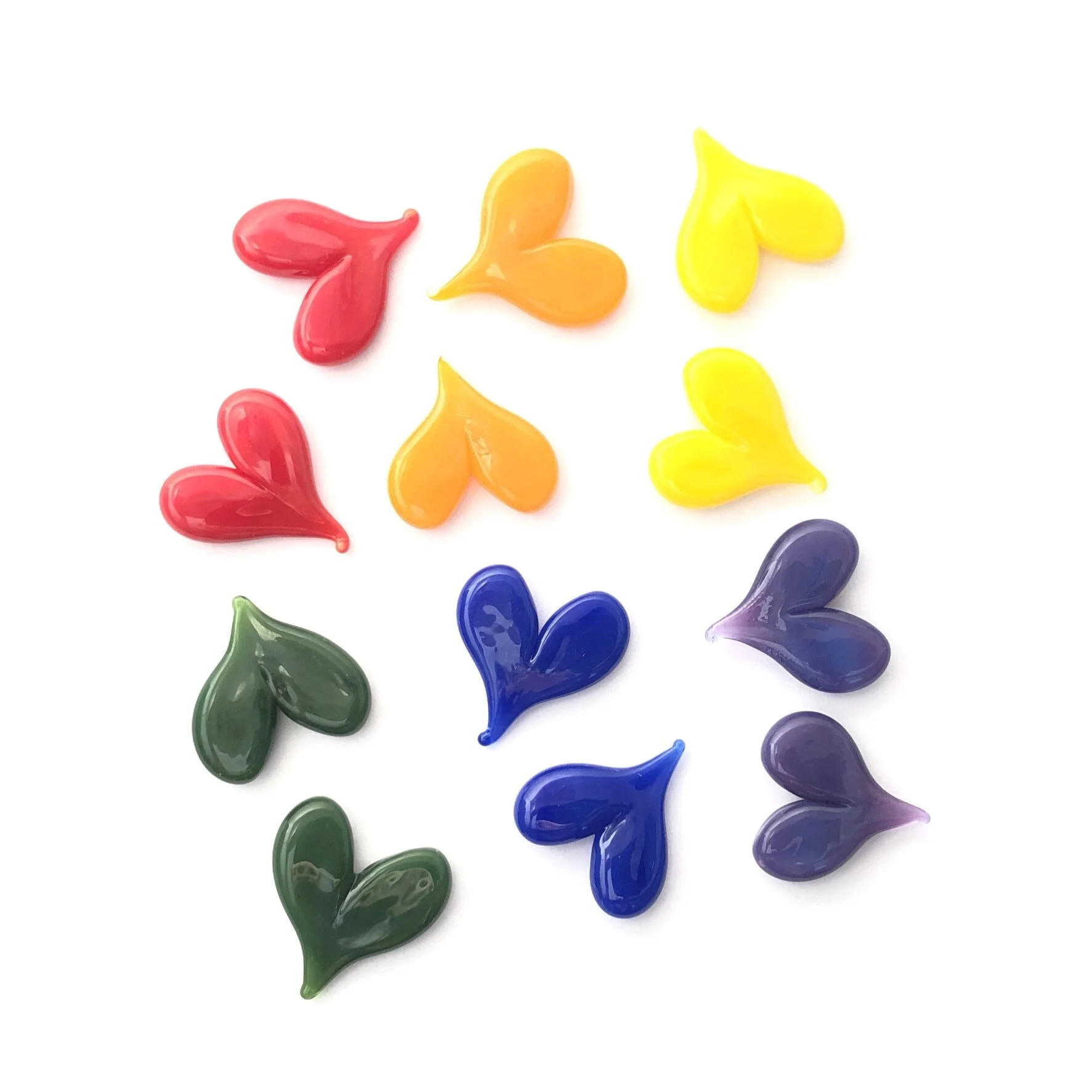 Hearts Mix | Rainbow | COE 90 Bullseye Glass | Pack of 12