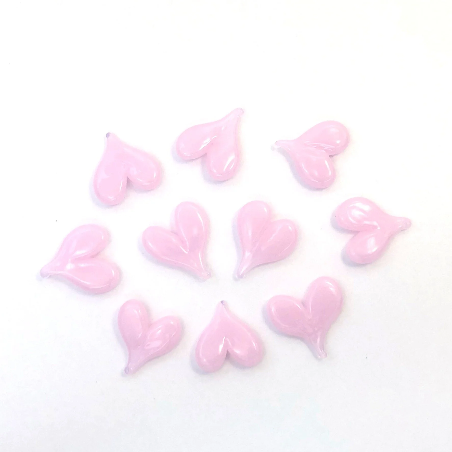 Hearts | Petal Pink | COE 90 Bullseye Glass | Pack of 10