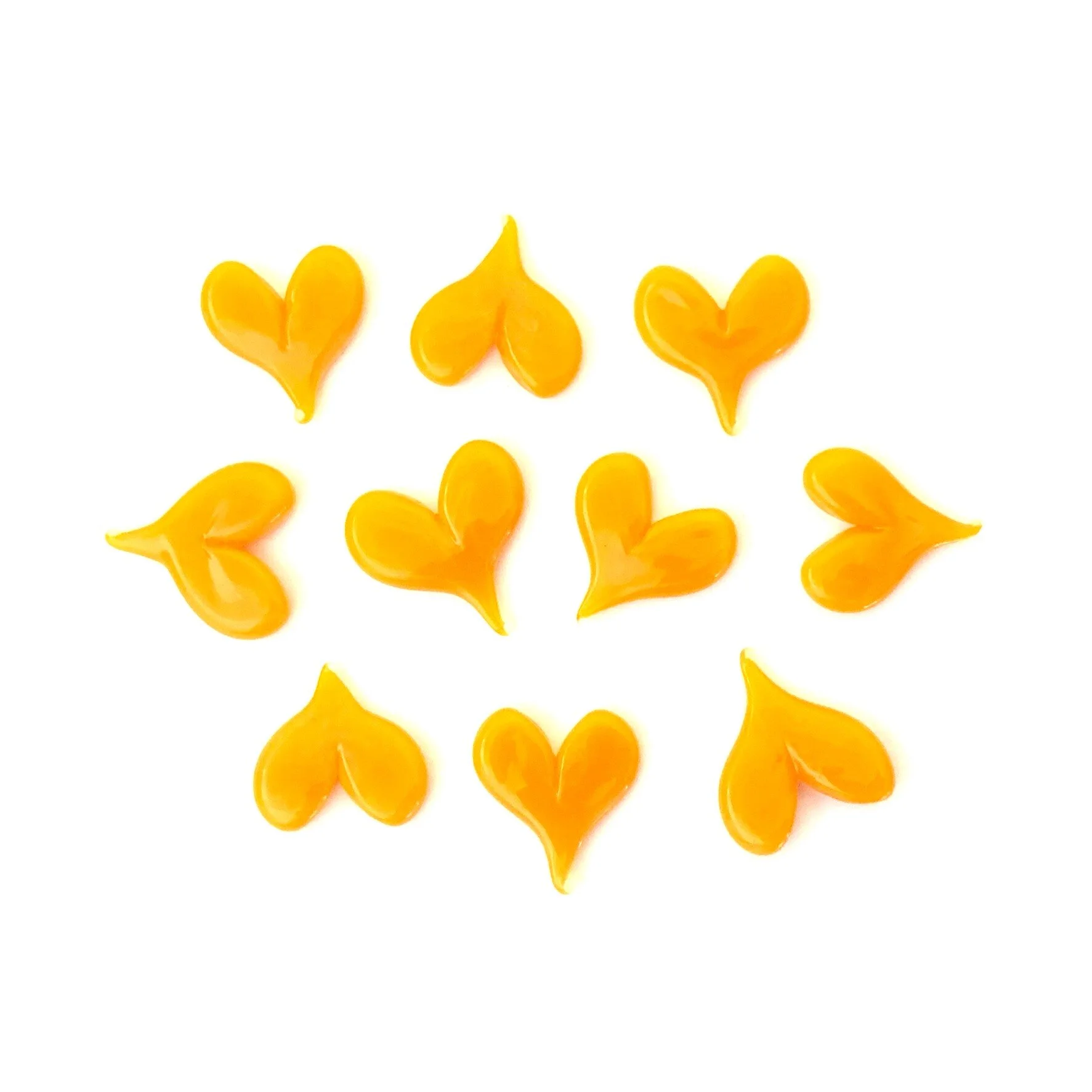 Tangerine Orange Fusible COE 90 Hearts - Pack of 10
