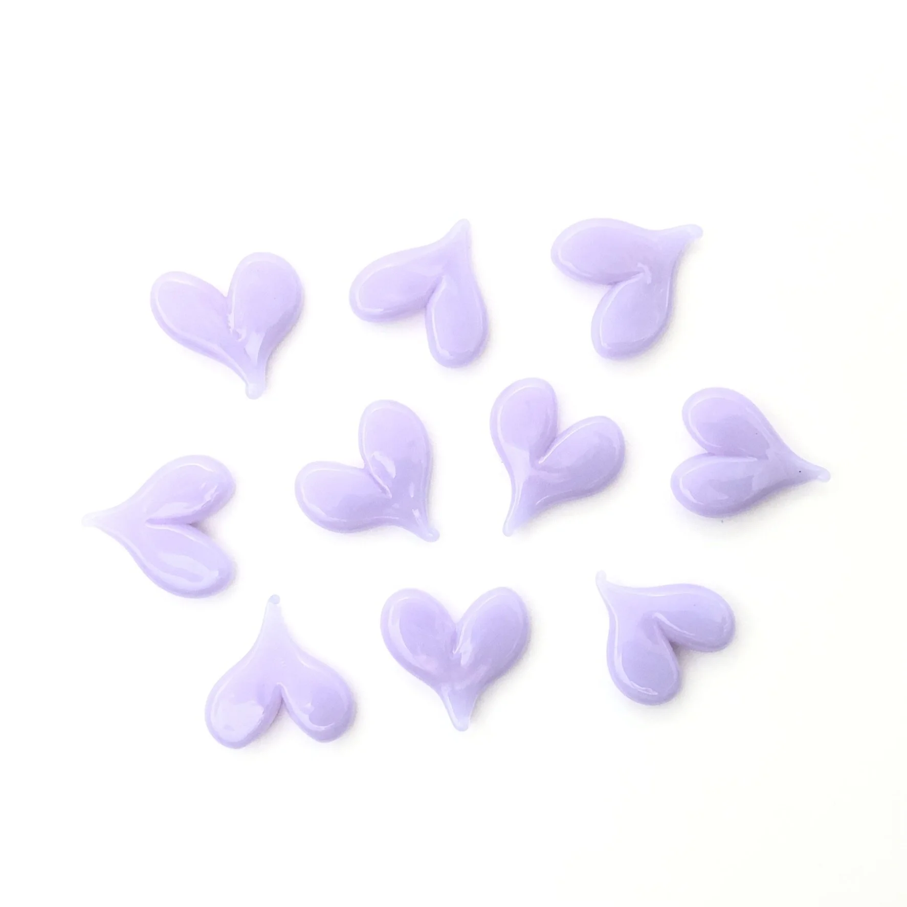 Hearts | Neo Lavender | COE 90 Bullseye Glass | Pack of 10