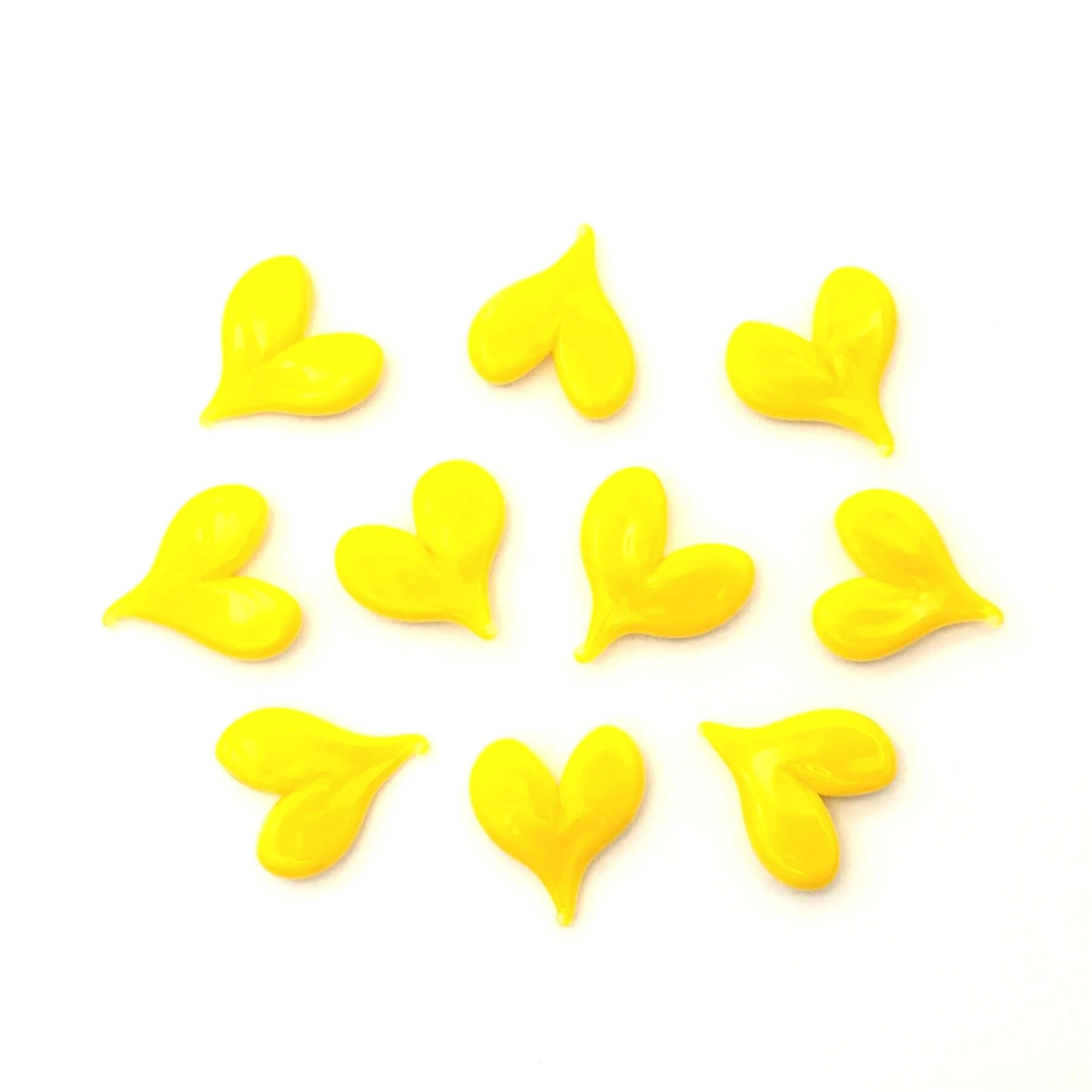 Hearts | Sunflower Yellow | COE 90 Bullseye Glass | Pack of 10