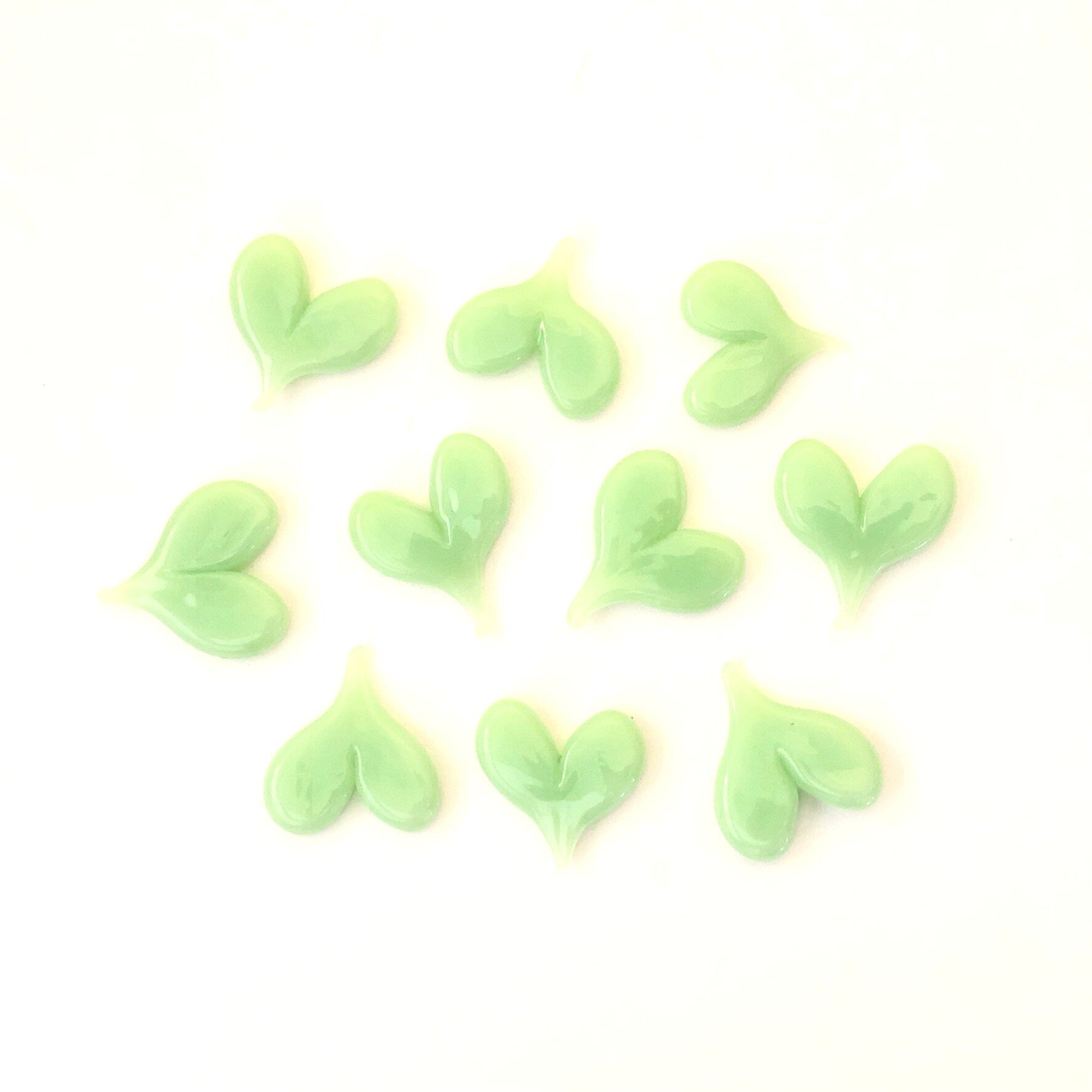 Mint Green Fusible COE 90 Hearts - Pack of 10