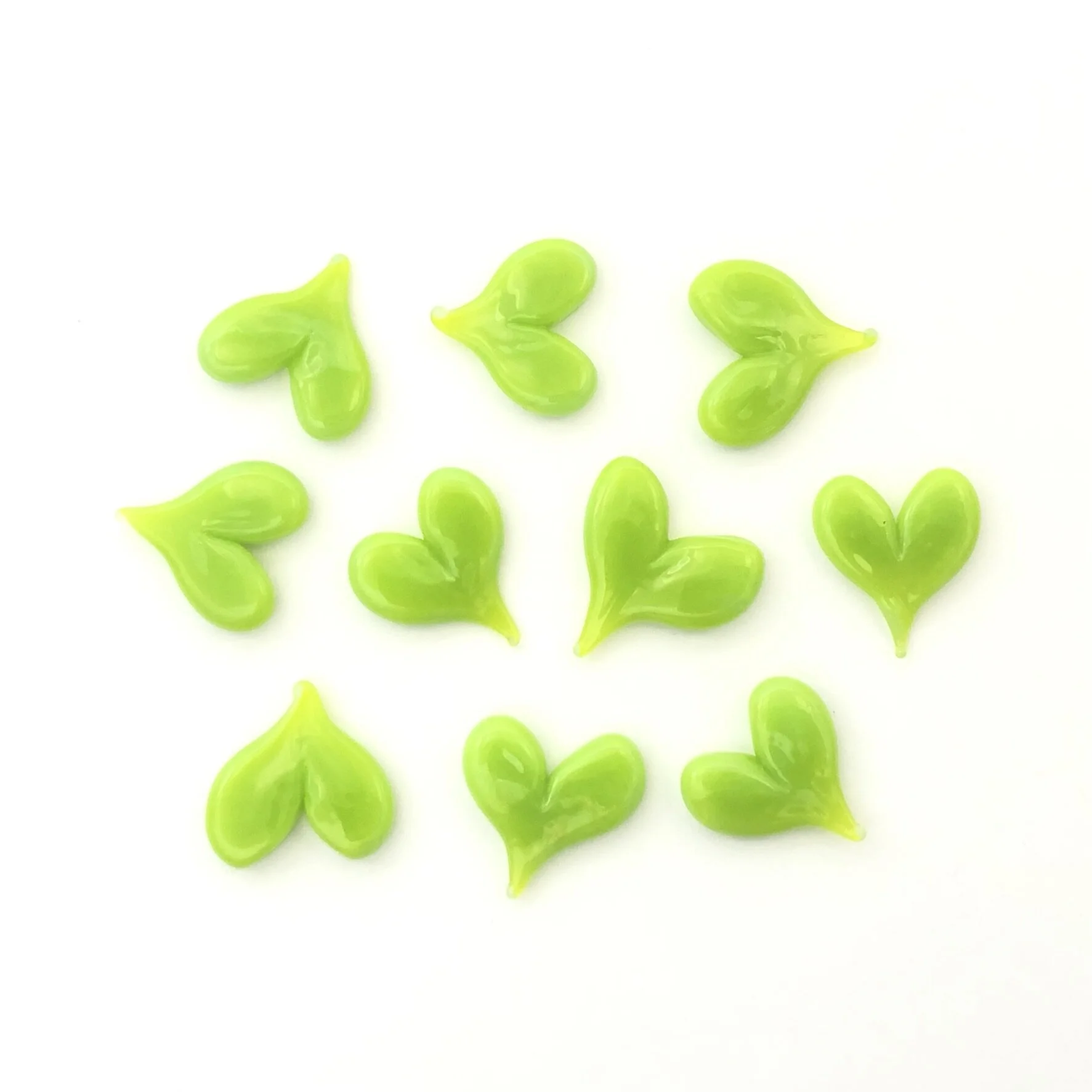 Hearts | Spring Green | COE 90 Bullseye Glass | Pack of 10
