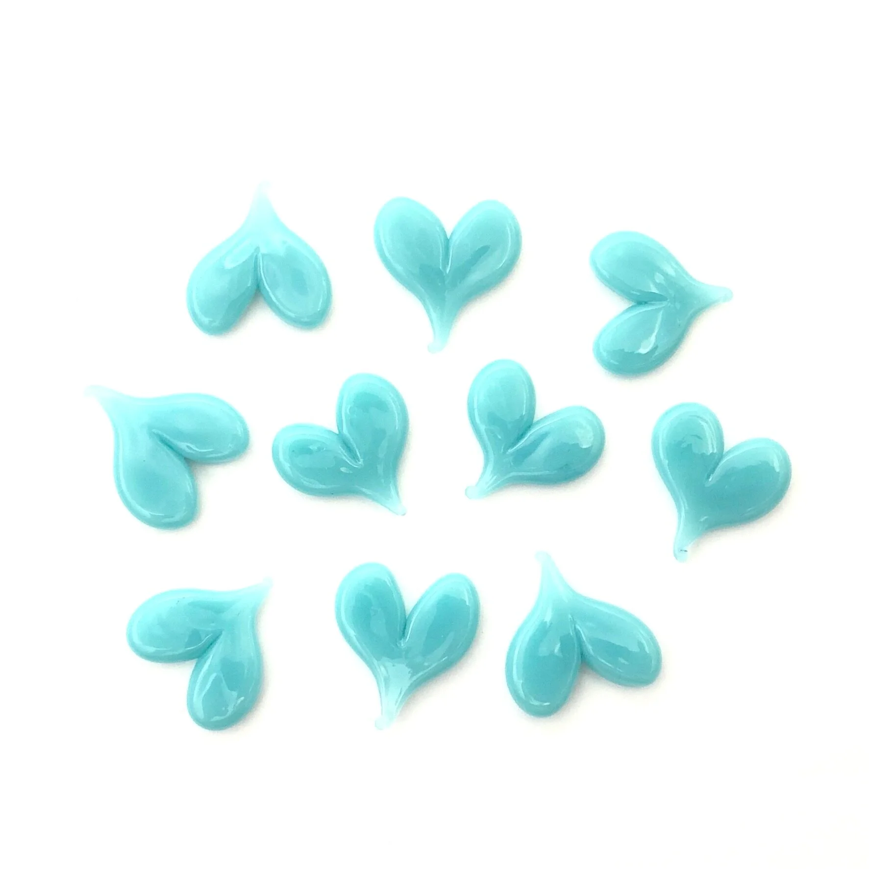 Turquoise Fusible COE 90 Hearts - Pack of 10