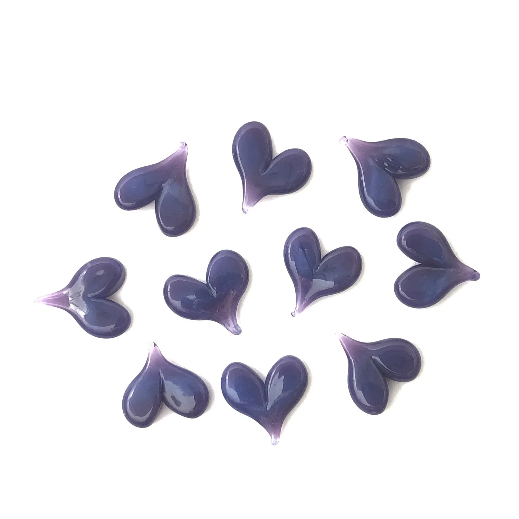 Hearts | Gold Purple | COE 90 Bullseye Glass | Pack of 10