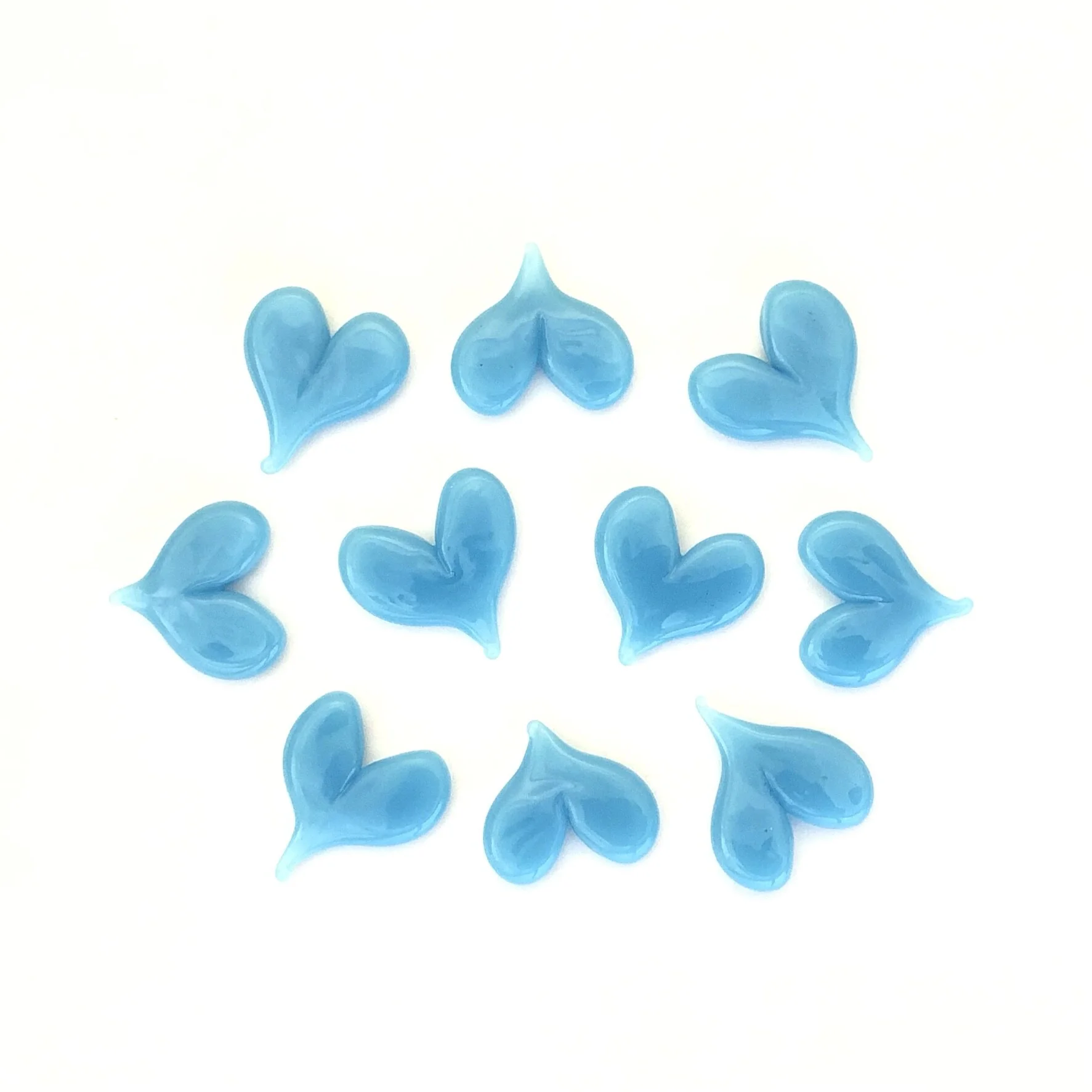 Hearts | Light Cyan | COE 90 Bullseye Glass | Pack of 10