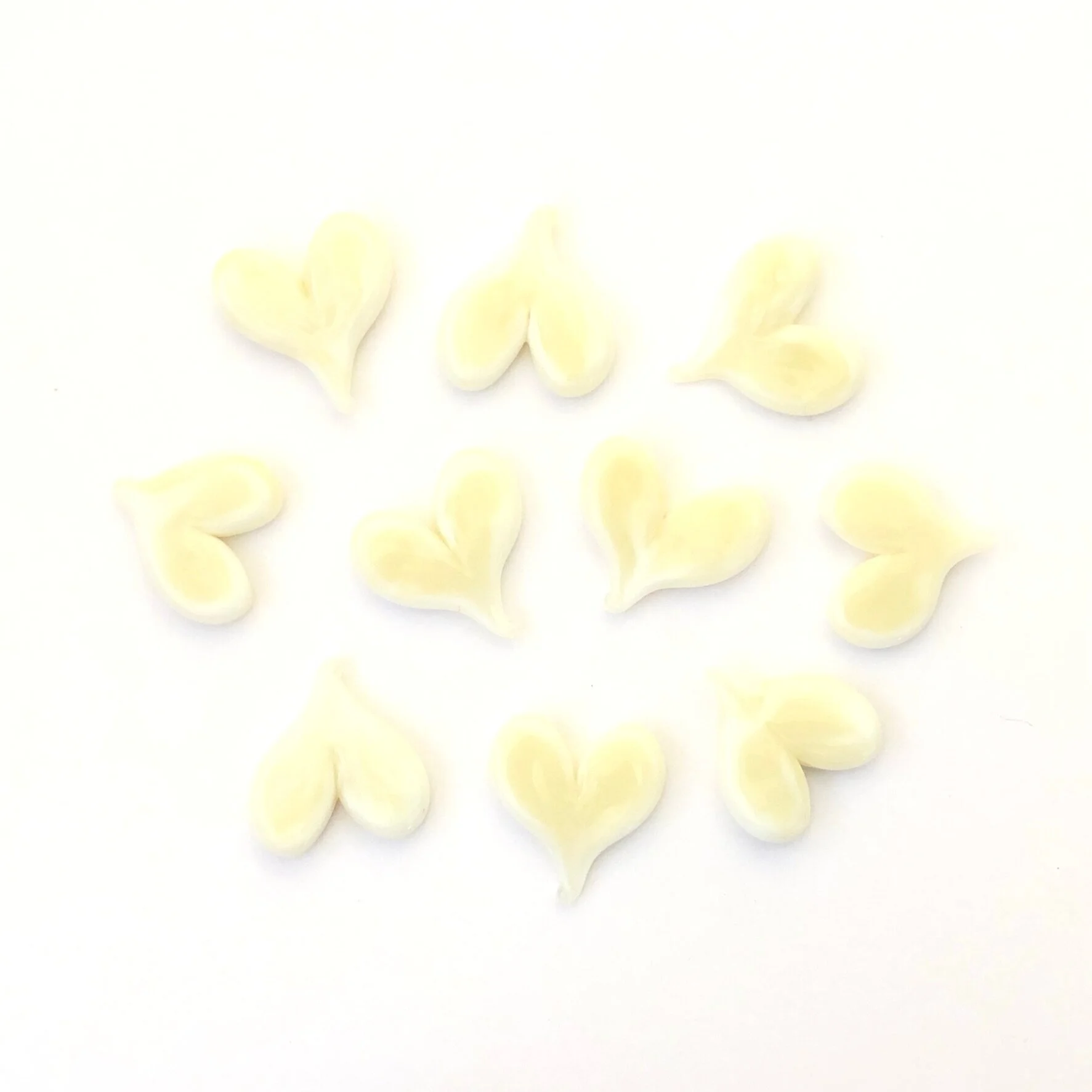 Hearts | French Vanilla | COE 90 Bullseye Glass | Pack of 10