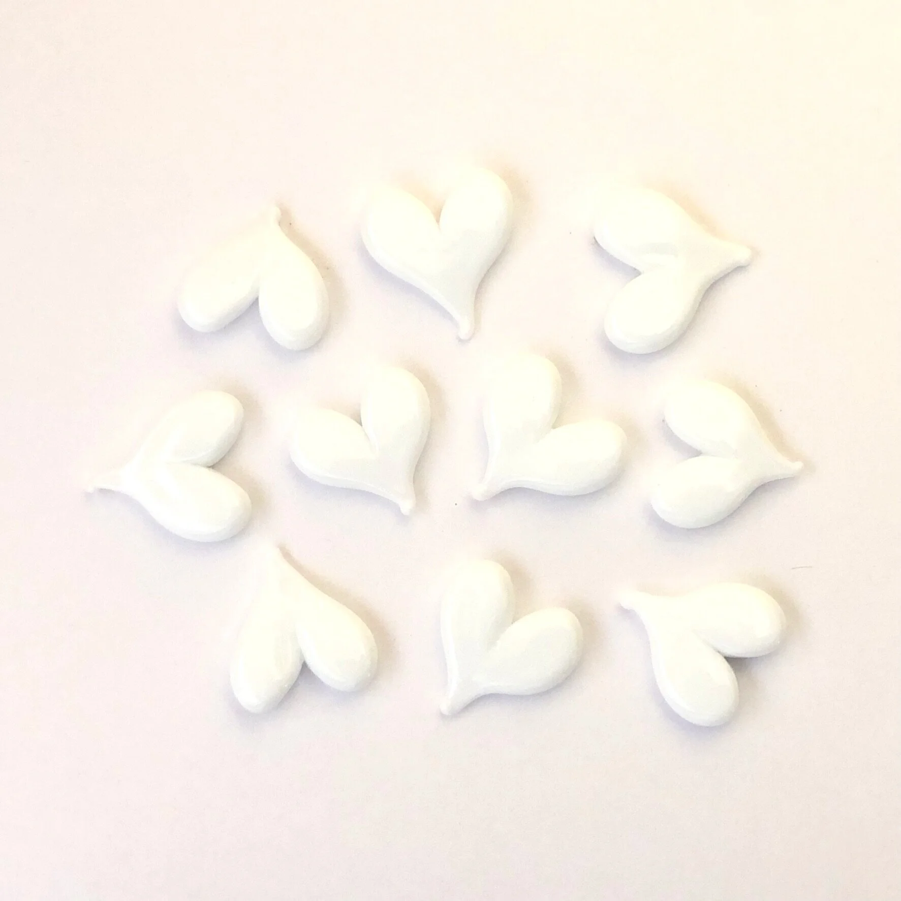 Opaque White Fusible COE 90 Hearts - Pack of 10