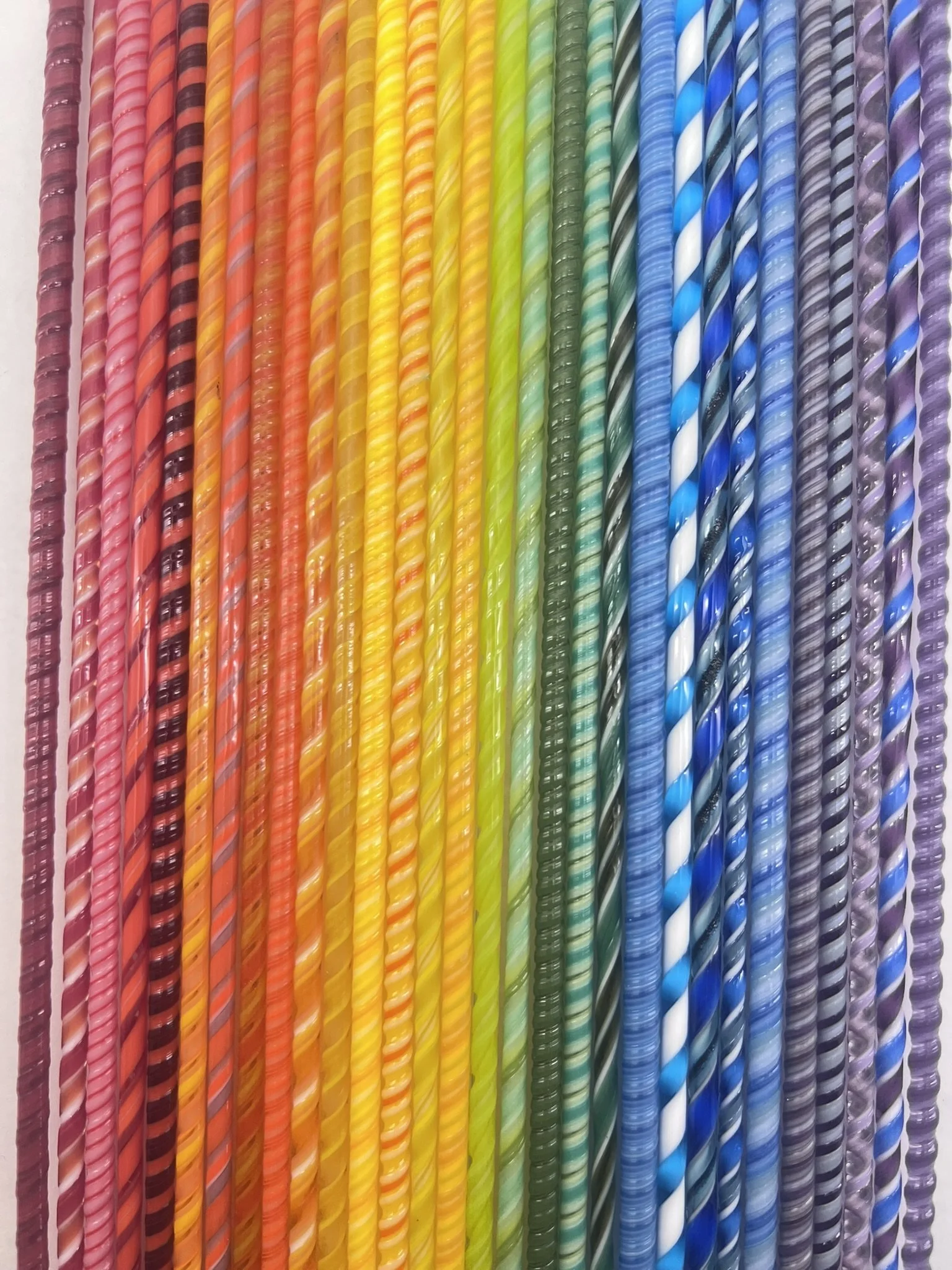 Twisted Glass Canes | COE 90 Bullseye Glass | One of Each | Six 10 Inch