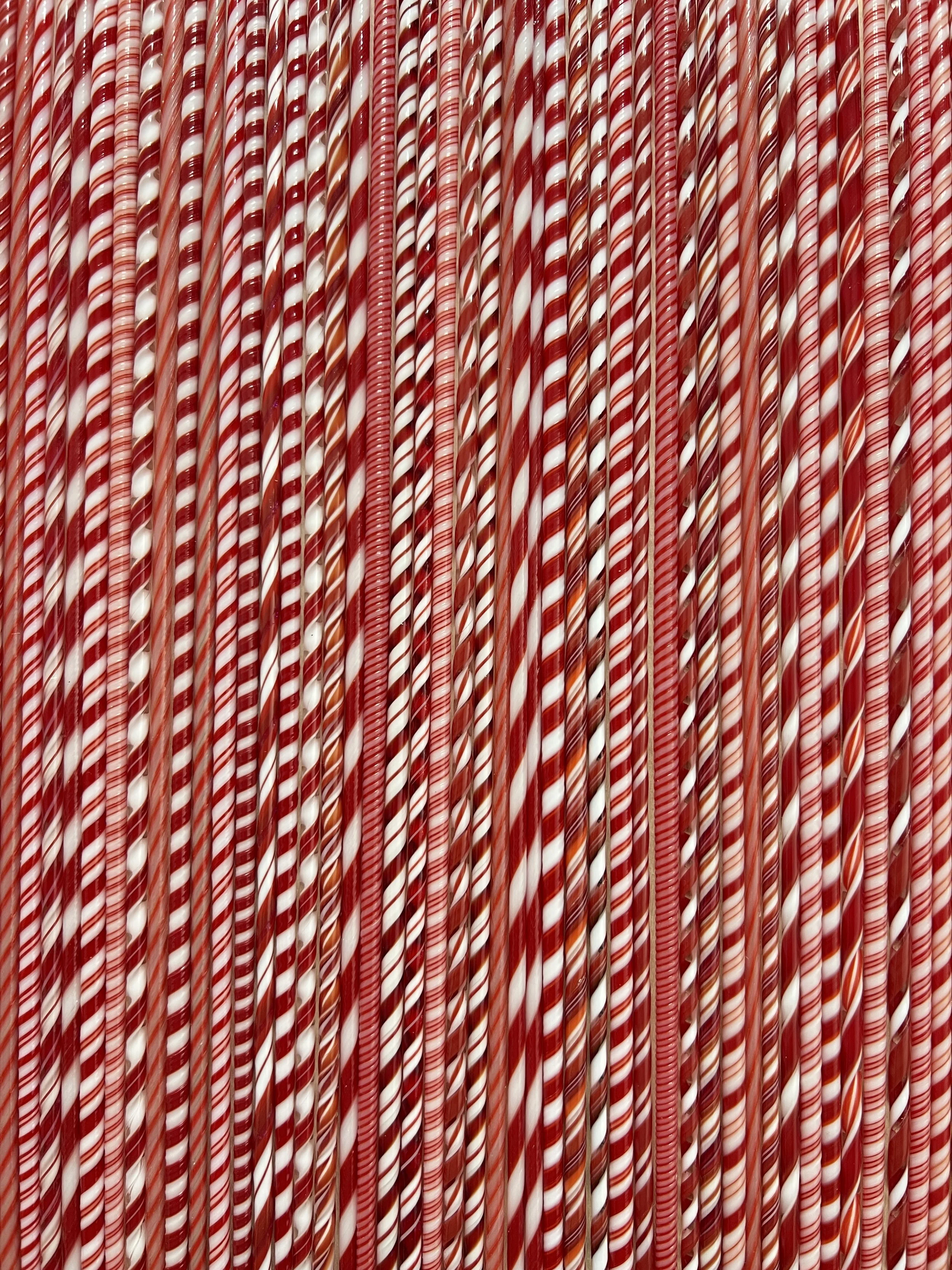 Twisted Glass Canes | COE 90 Bullseye Glass | Red White Variety | Five 10 Inch