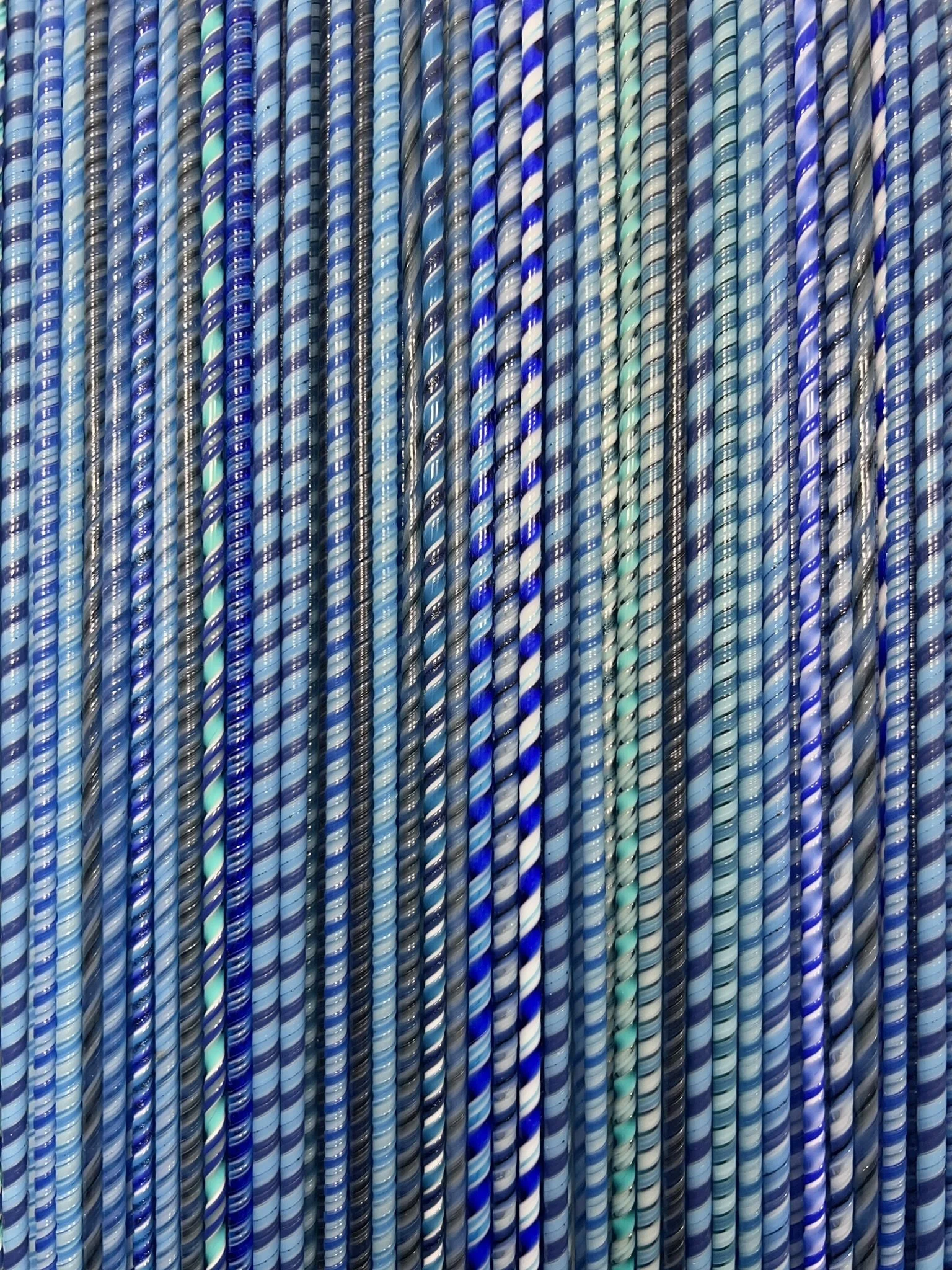 Twisted Glass Canes | COE 90 Bullseye Glass | Blues | Five 10 Inch