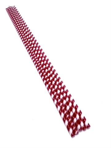 Twisted Glass Canes | COE 90 Bullseye Glass | Red White Basic | Five 10 Inch