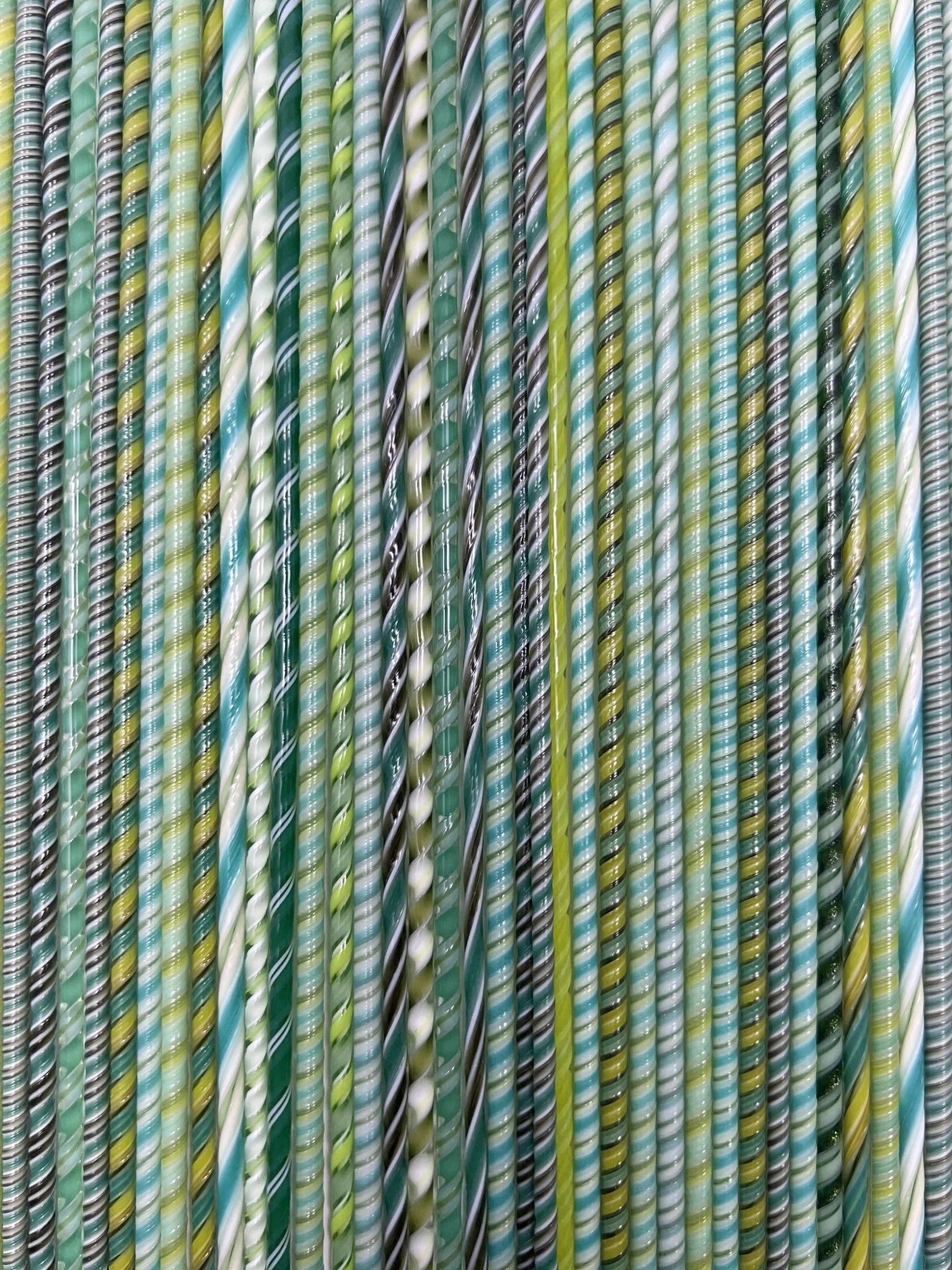 FIVE 10 Inch COE 90 Twistie Cane | Greens