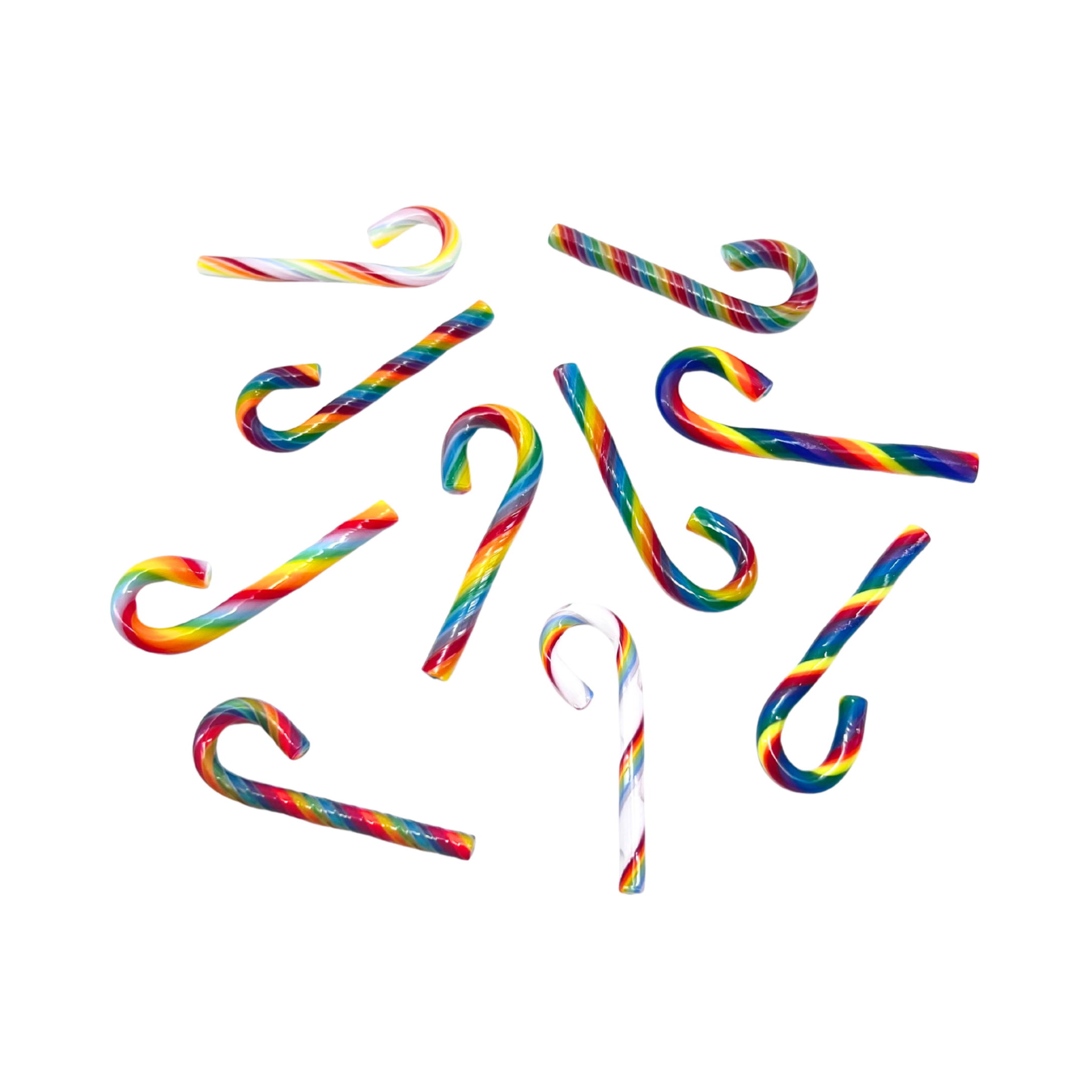 Candy Canes | Rainbow Variety | Medium | Pack of Ten