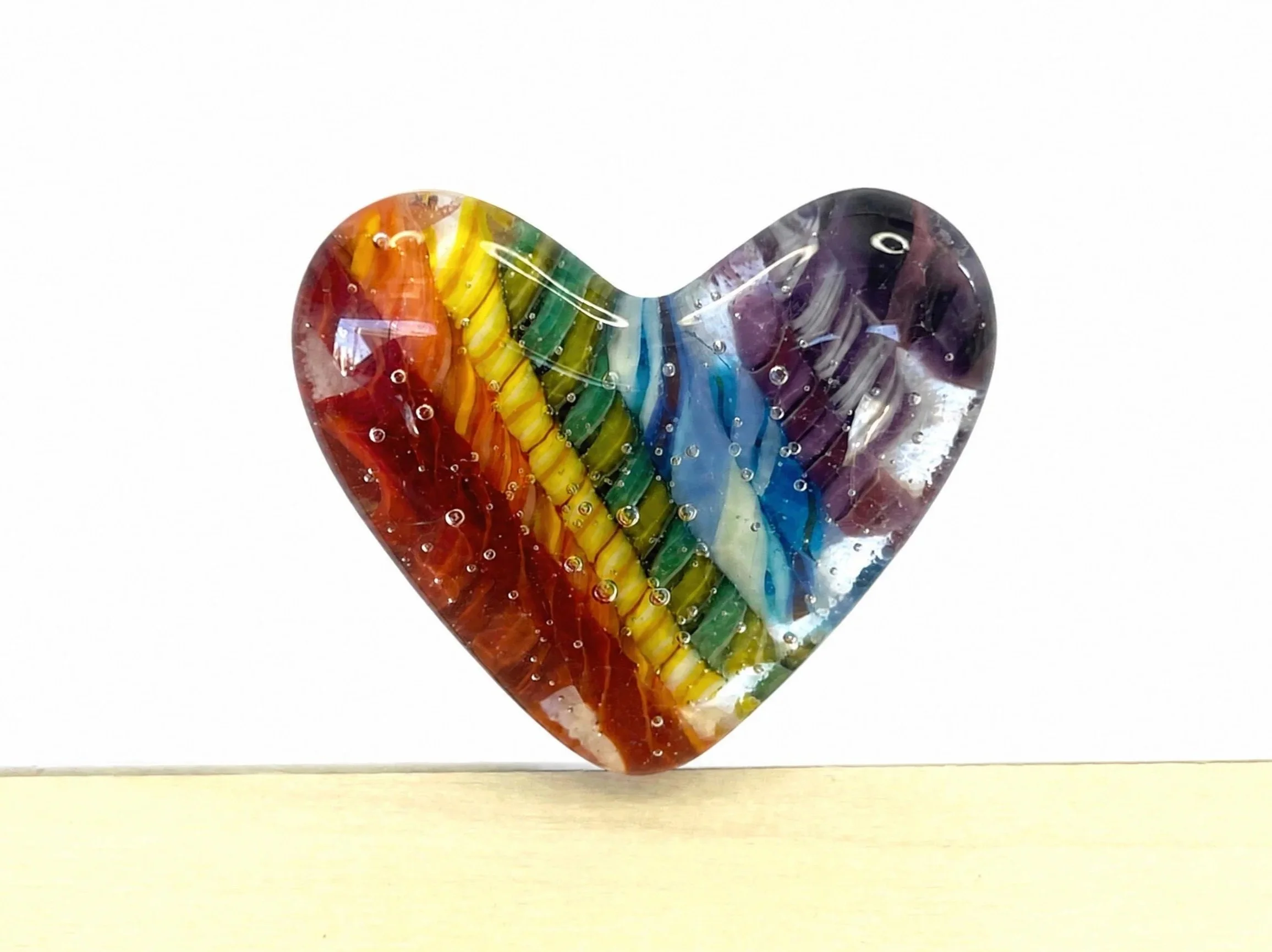 Moonbow Heart - Little Treasure Fused Glass Heart