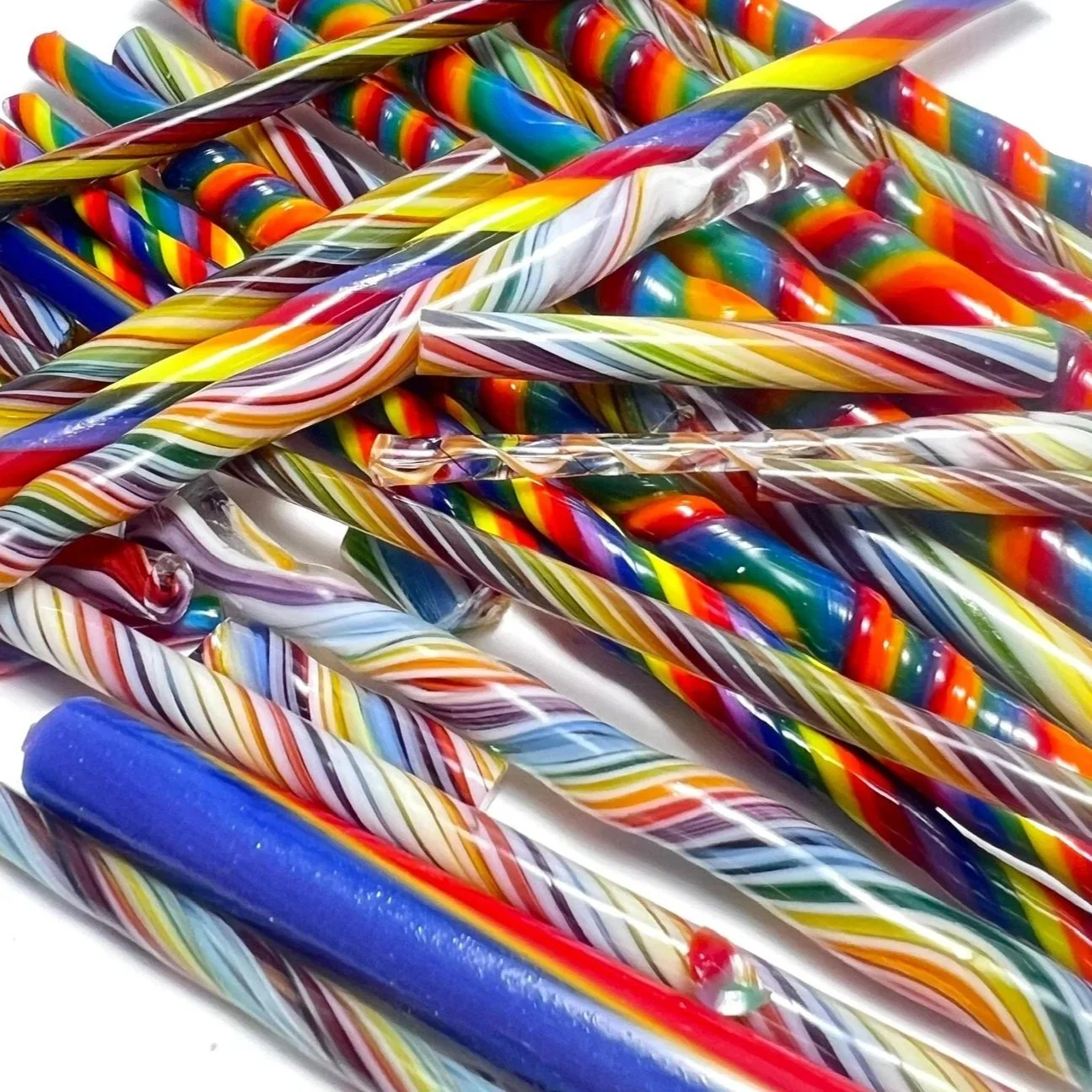COE 90 Bullseye Glass Twisty Cane Scrap | Rainbow