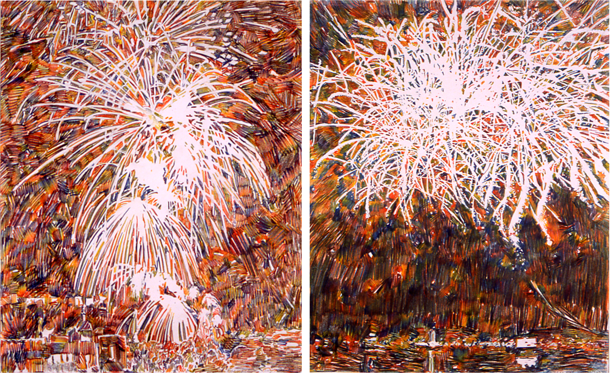 Fireworks III, 2002, Quattro Colored Pencil on Paper, 17 1/2 x 14 inches