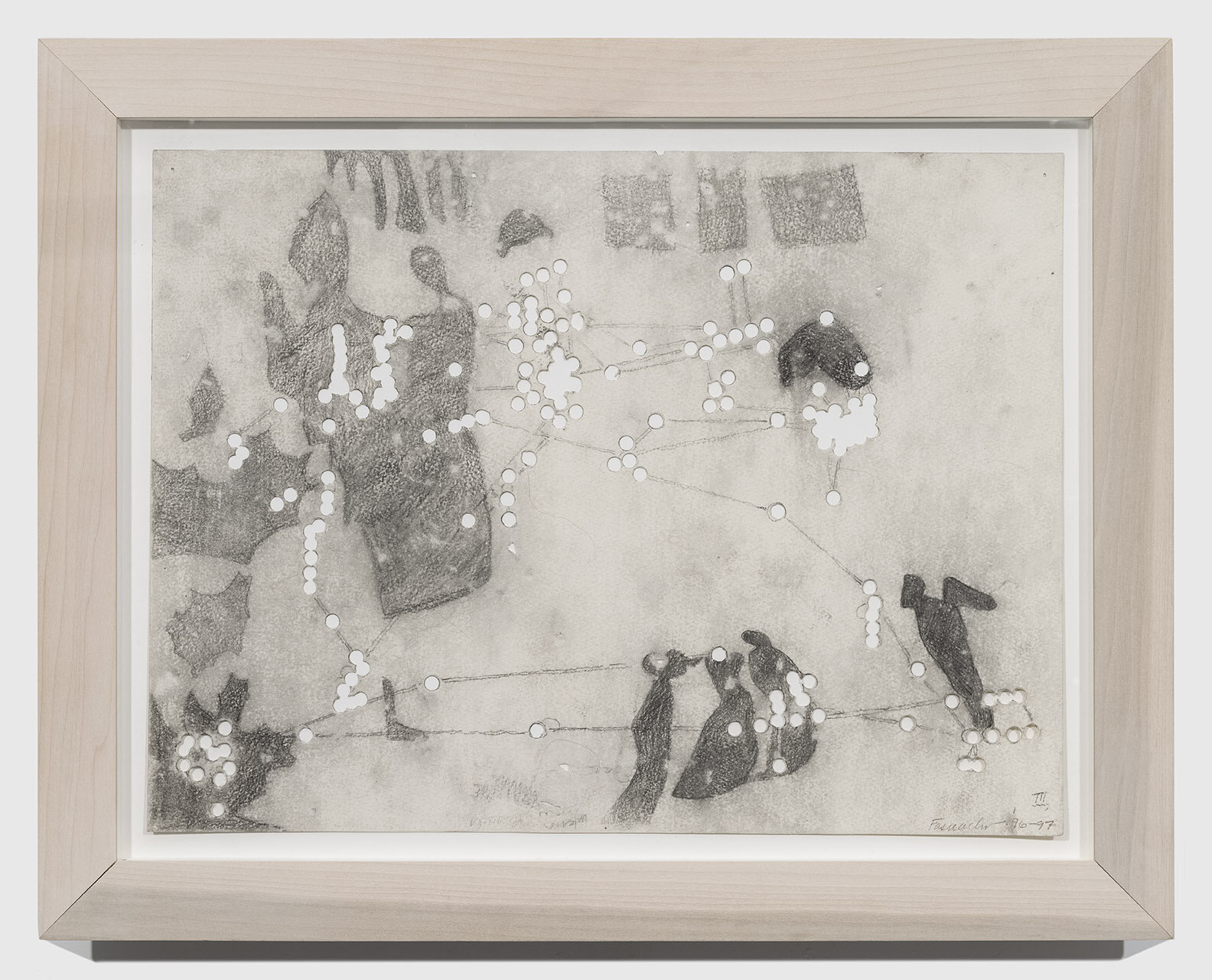 REM 2, 1996-97, Graphite on paper with holes, 15 x 20 inches