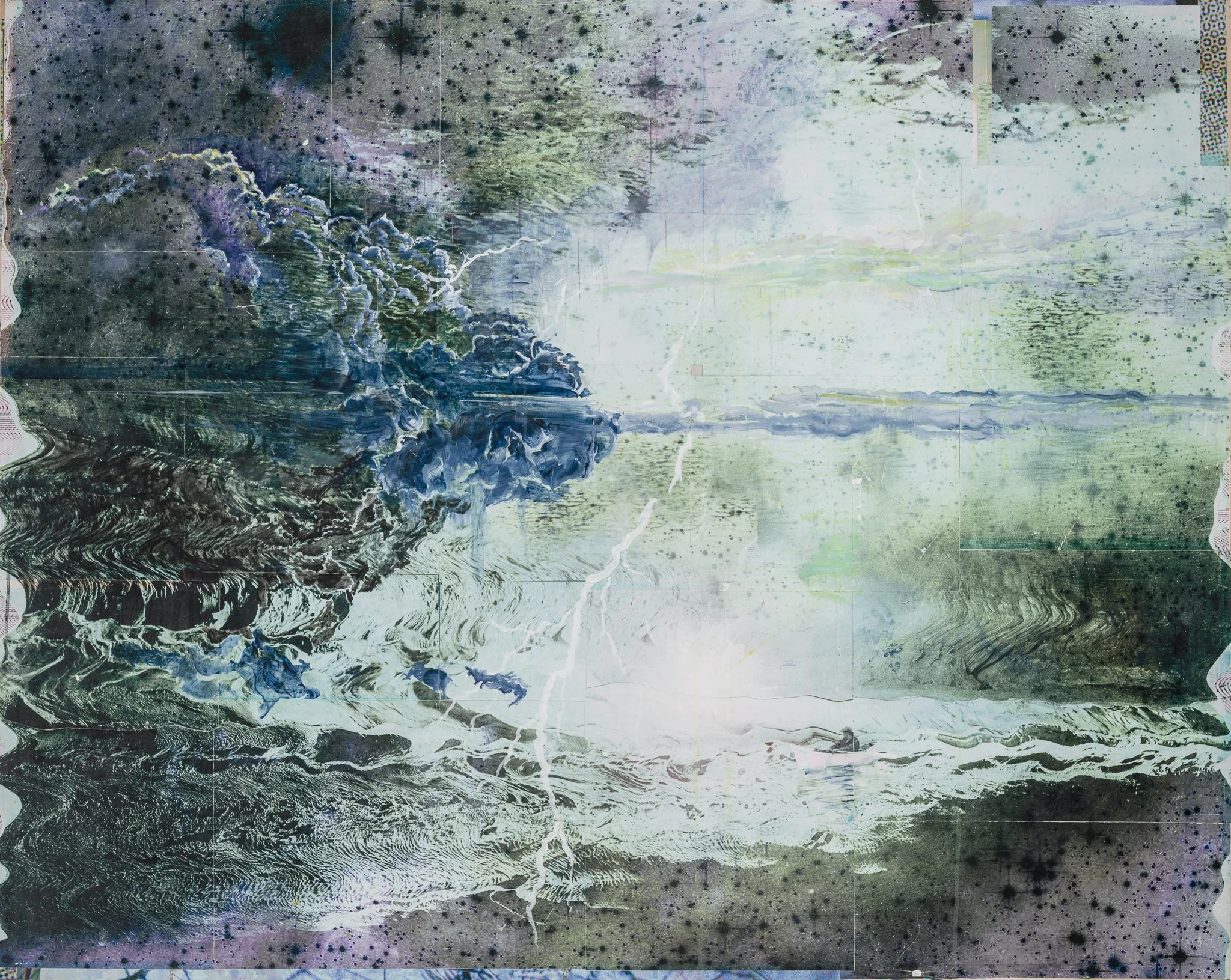 Stanger Than Paradise, 2023, Mixed Media Painting on Wood Panel; 48 x 60 inches