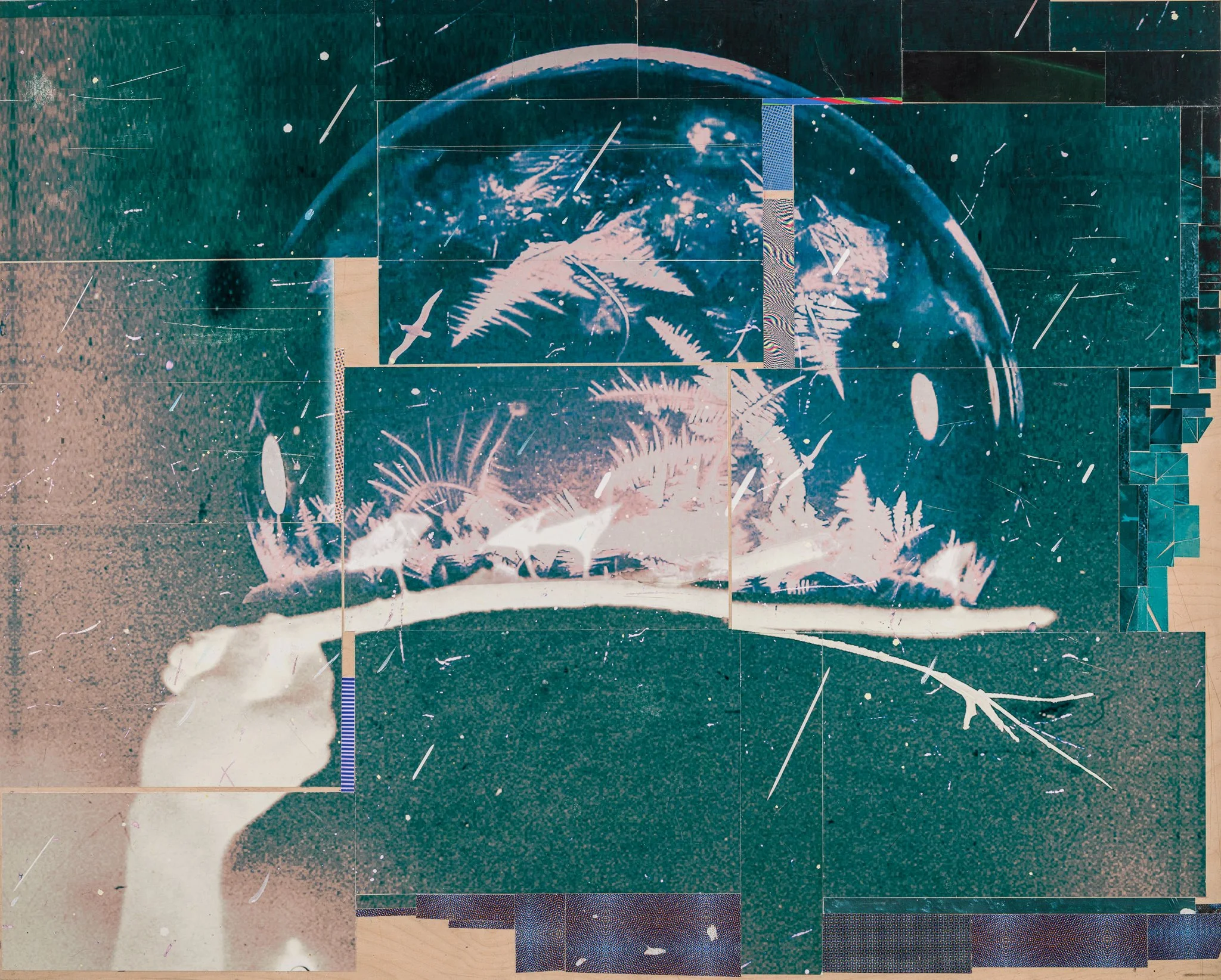 The World As I Found It, 2021, Mixed Media Painting on Wood Panel; 48 x 60 inches