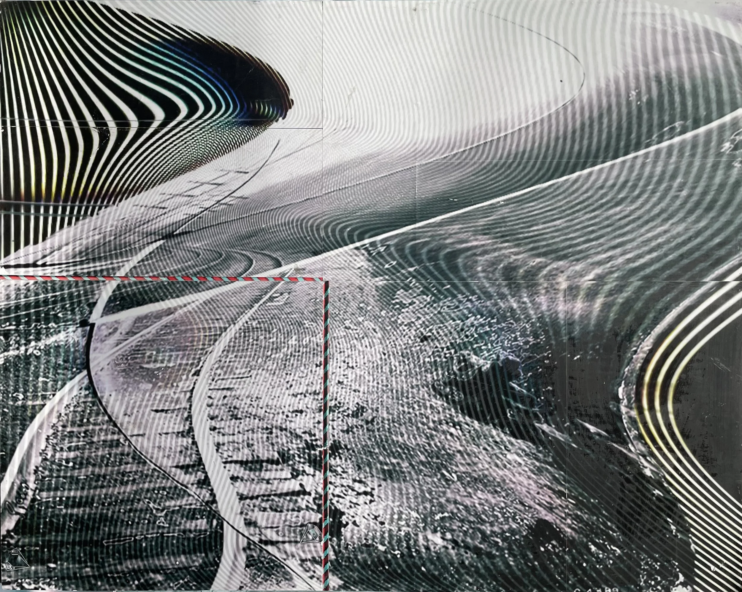 Trax I, 2025,  Mixed Media Painting on Wood Panel; 24 x 30 inches