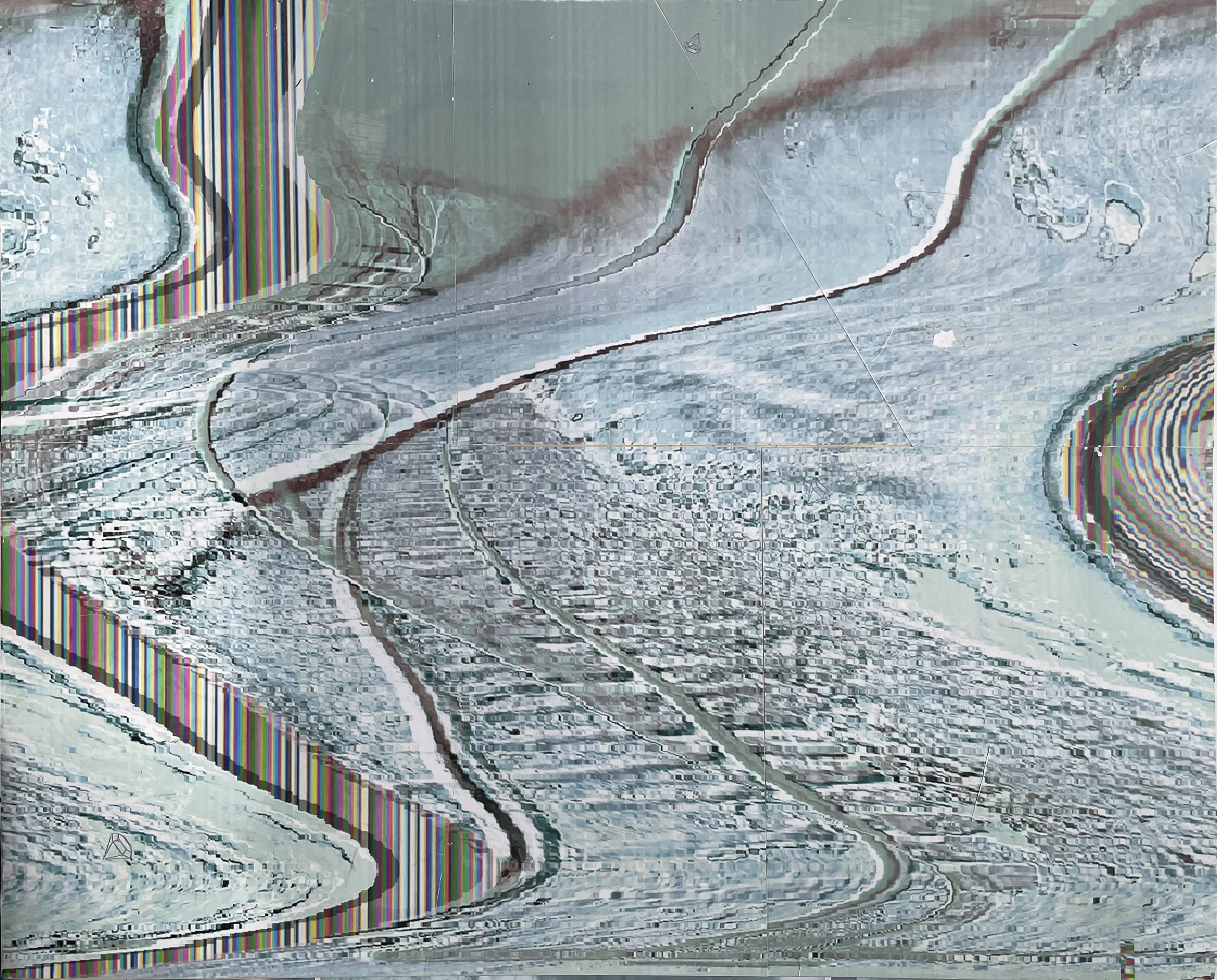 Trax III, 2025,  Mixed Media Painting on Wood Panel; 24 x 30 inches