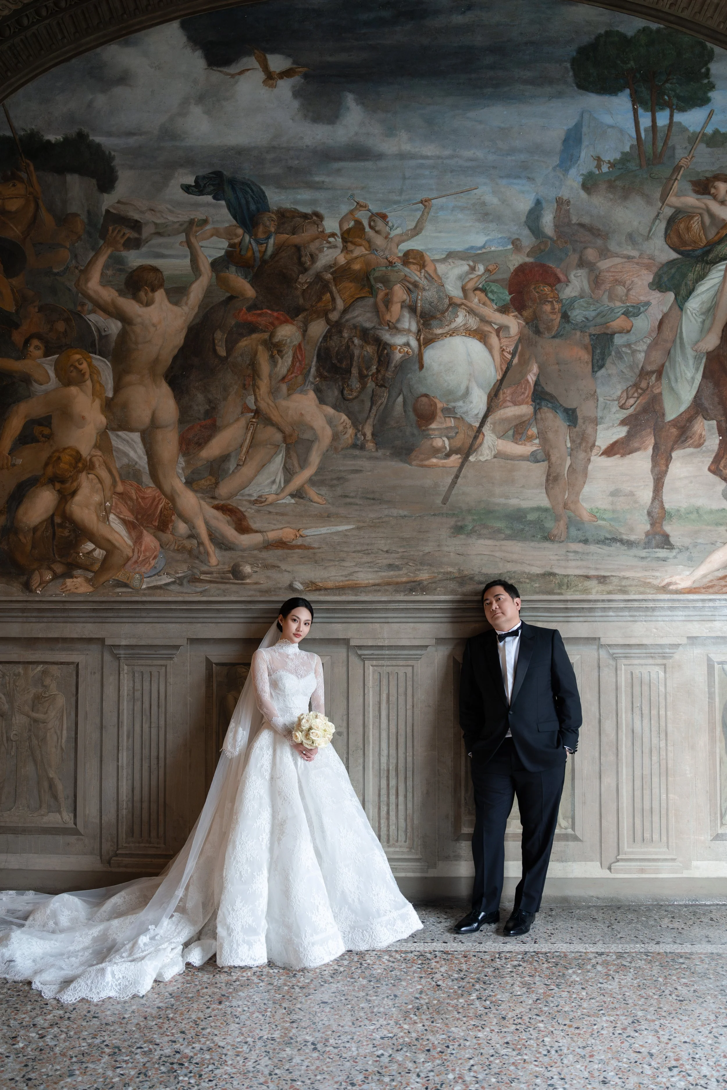 Editorial wedding portrait at Villa d’Este on Lake Como, Italy.