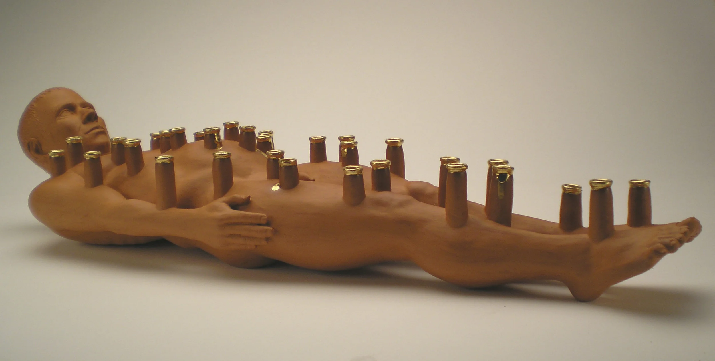Reclining Male as Flower Brick (Stirrup Vessel series)