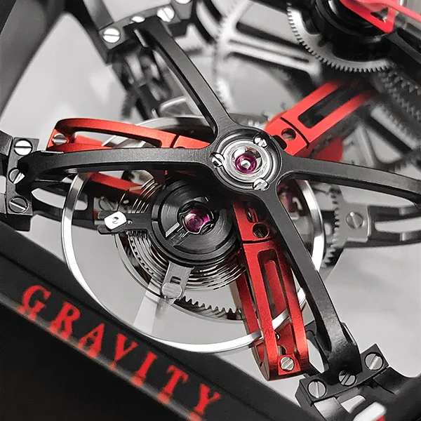 Part of the tourbillon is offset, giving it an elliptical orbit.