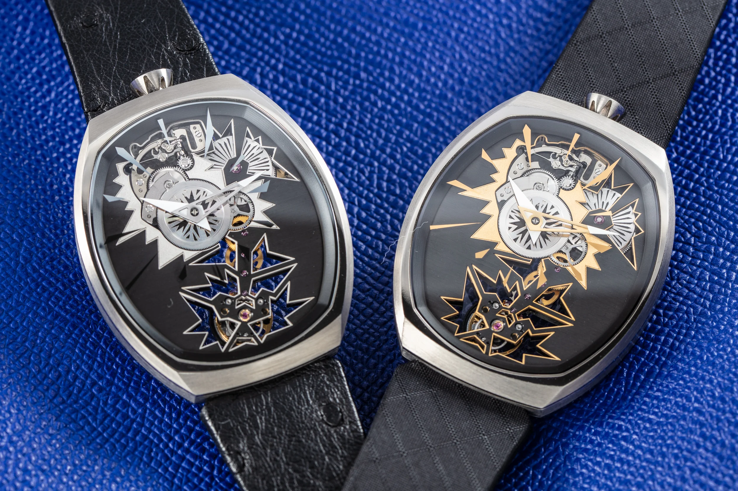 Two versions of the Entropy watch from Fiona Krüger’s Chaos Collections