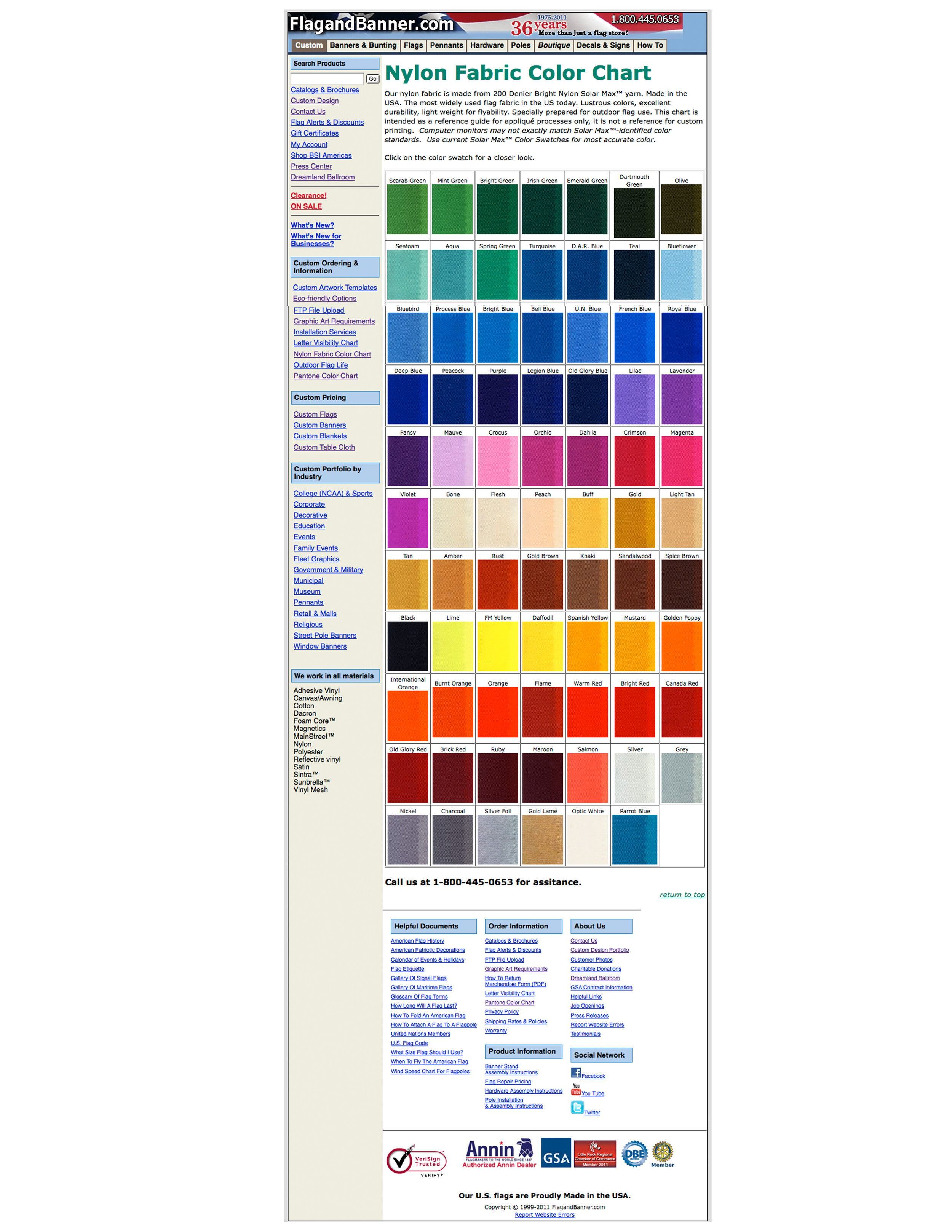 Nylon Color Chart Page