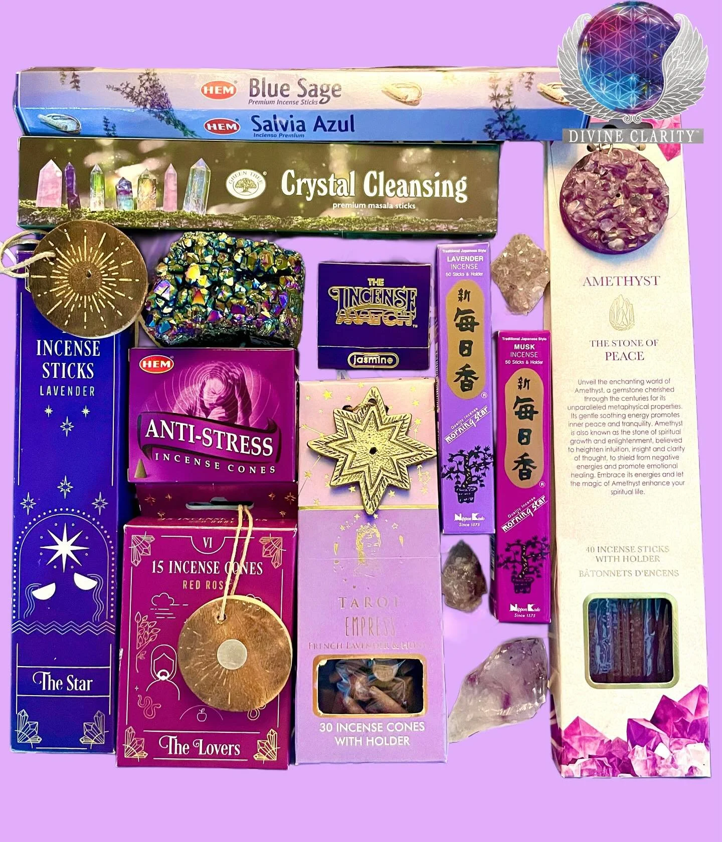 Our incense sale is still on!!

We have lots of different incense shapes, sizes, and scents in stock, come purchase them at 20% off! 💜

Shop in store today from 10AM-5PM or online at https://divineclarity.shop !!

#divineclarity #metaphysicalshop #c