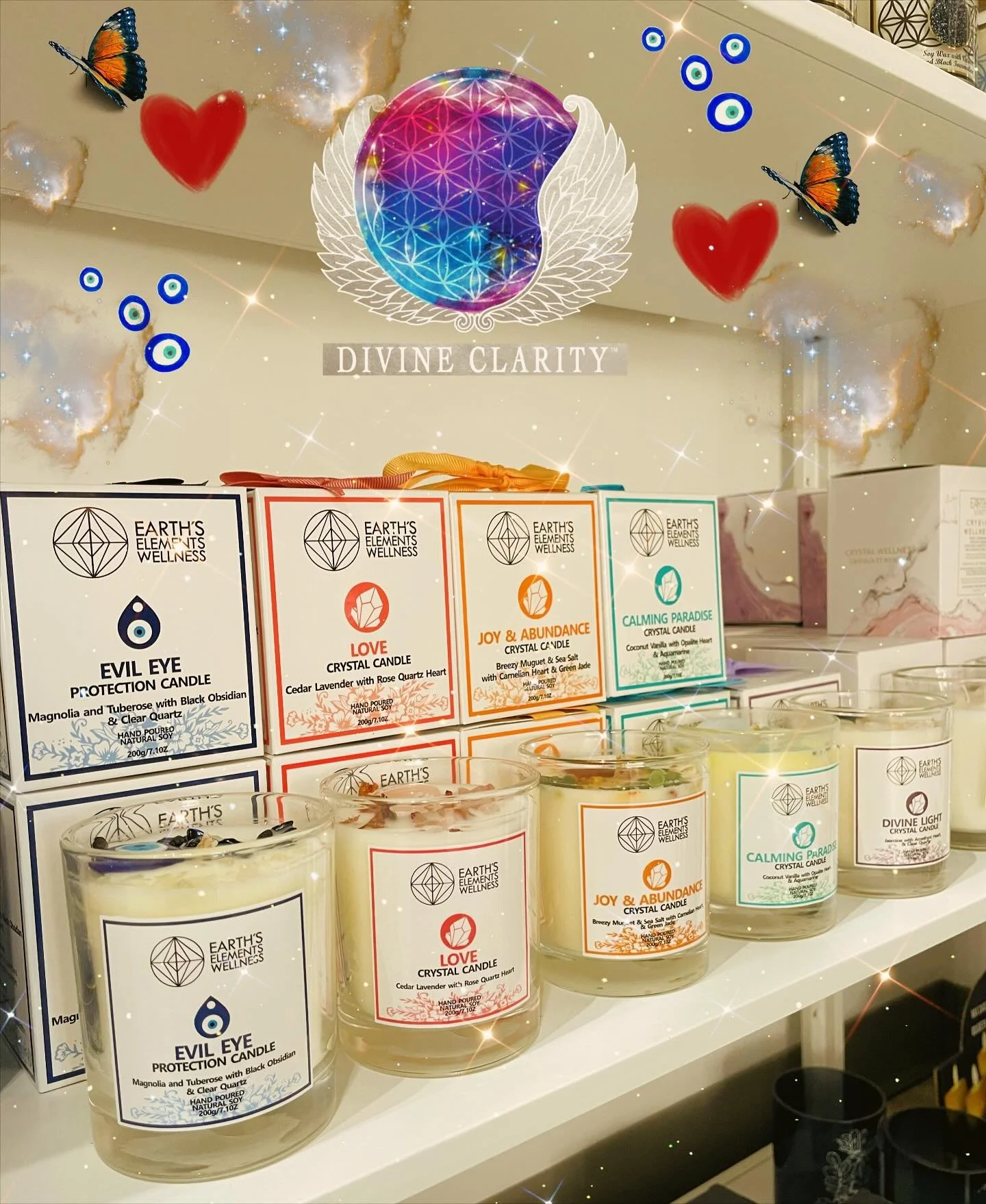Our candles are stocked and ready for you! 🕯️ 
Come visit us today and see all the different types of candles we have in the shoppe 🔥 
Candles with Crystals, Infused Candles, and so much more! 
🕯️ We’re open 9am - 7pm today! Come stop by