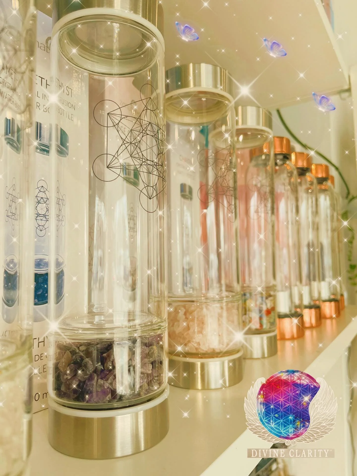 Have you seen our crystal infused water-bottles?

Come visit us today between 9am - 7pm and see all the Crystal Infused Water-Bottles we have in the shoppe! 💧 

Amethyst, Clear Quartz, Rose Quartz and more! 

Watch our stories today for our new Crys