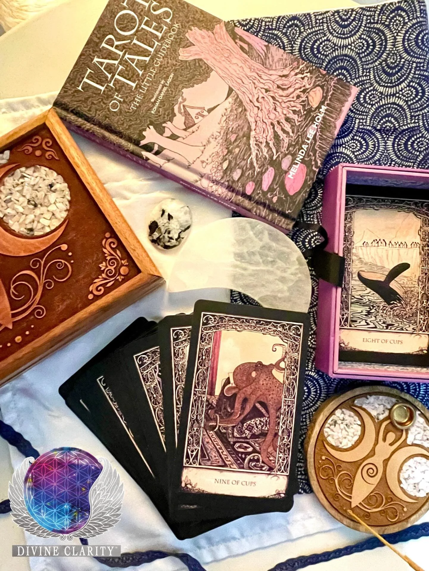 The Tarot of Tales is a beautiful deck inspired by the common Folk tales that have taught us many lessons.

Pull some cards, derive the meaning of the card, and interpret the tale your guides are telling you!

This beautiful 78 card deck comes in a k