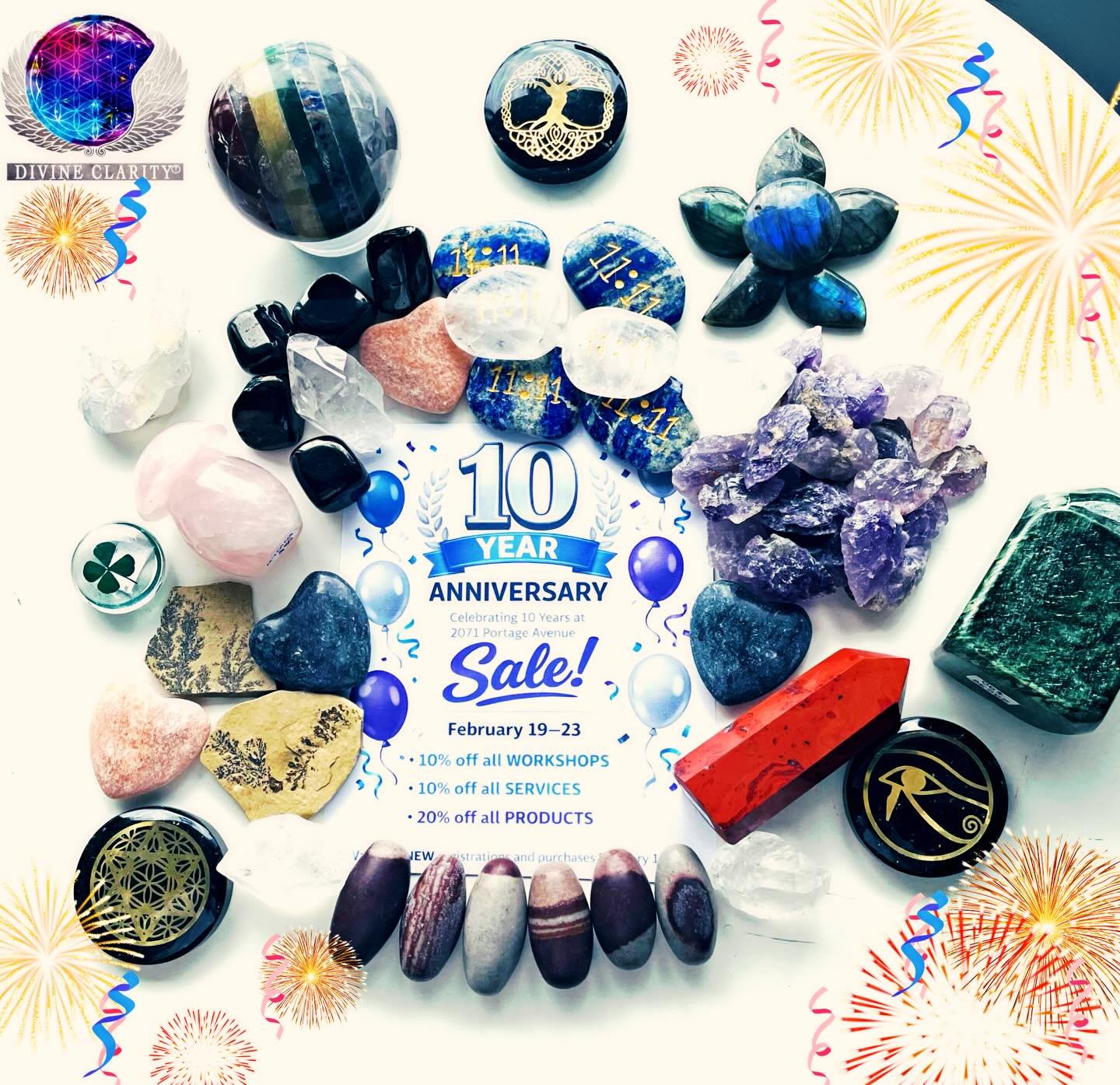 It&rsquo;s our 10 year anniversary!! ✨💜🎊

Come visit us today between 9am &amp; 7pm to take advantage of DAY ONE of our 4 day sale 🥳

Save 10% on all workshops
Save 10% on all services
Save 20% on all store product 💫

✨We also have an online shop