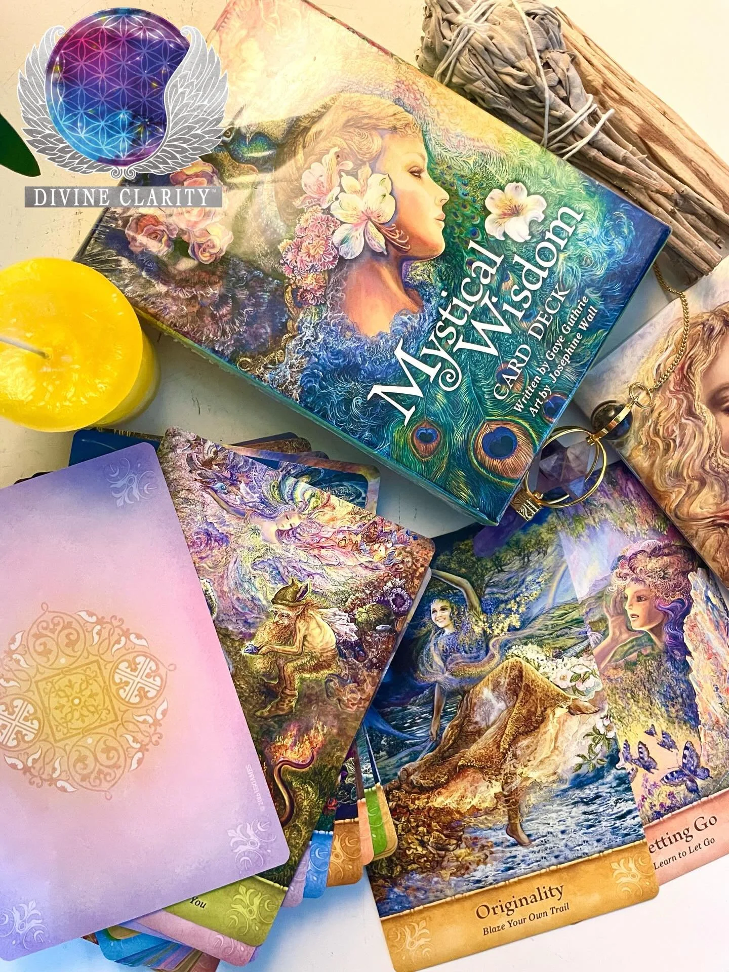 The Mystical Wisdom Oracle is a radiant oracle deck created by Gaye Guthrie and illustrated by visionary fantasy artist Josephine Wall.

Through luminous, dreamlike imagery and uplifting guidance, it invites you to awaken your intuition, embrace hope