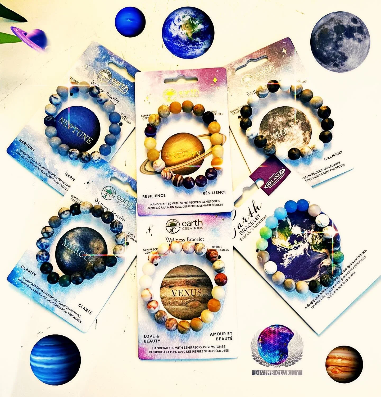 Our Planet Bracelets are back in stock! 🌎 🌕 

Come stop by our shop at 2071 Portage Avenue between 10am &amp; 6pm to check out all our new magical goodies we have to offer! 🌙 

✨We also have an online shop: www.divineclarity.com 
Open 24/7, where 