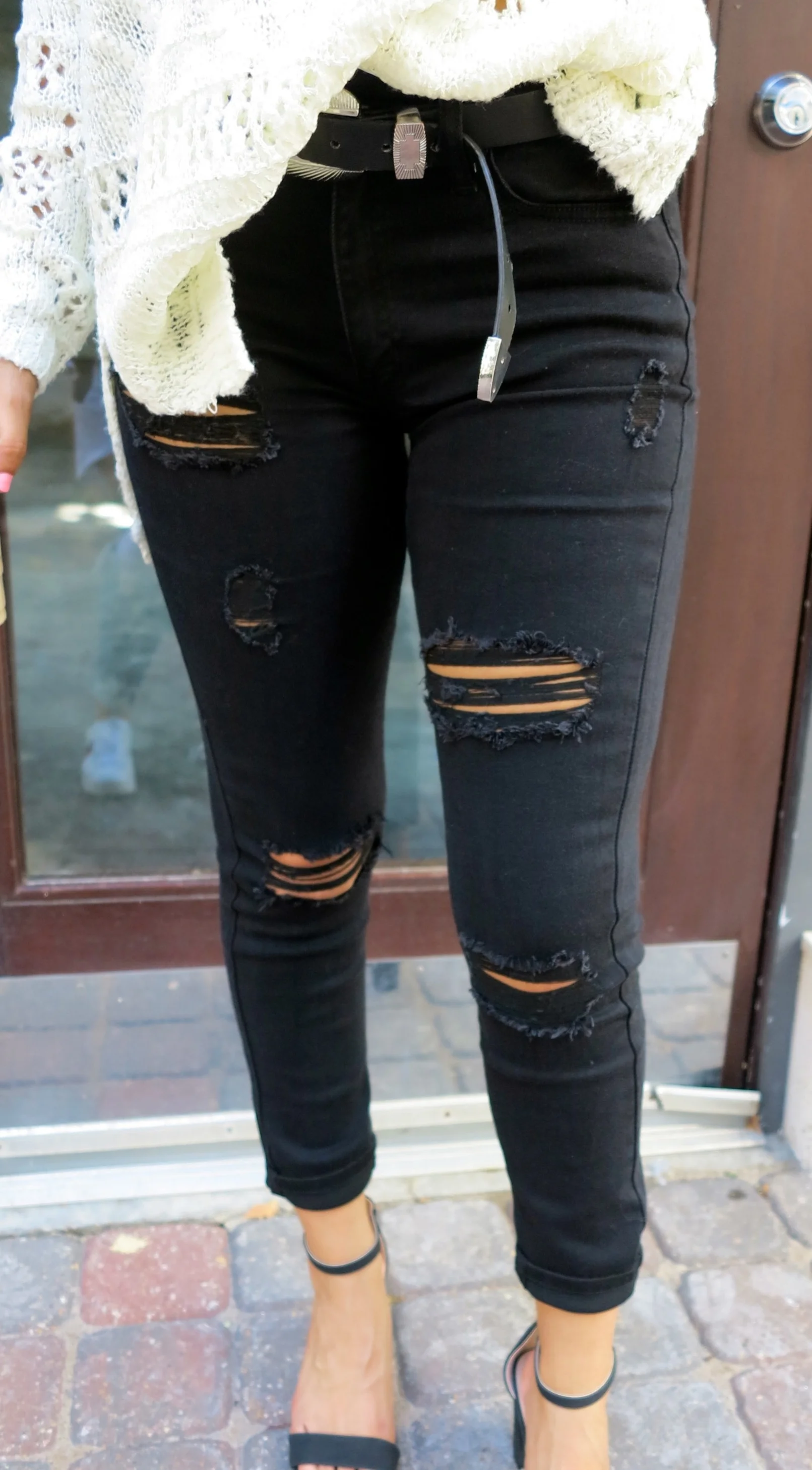 Black High-Rise Destructed KanCan Jeans 