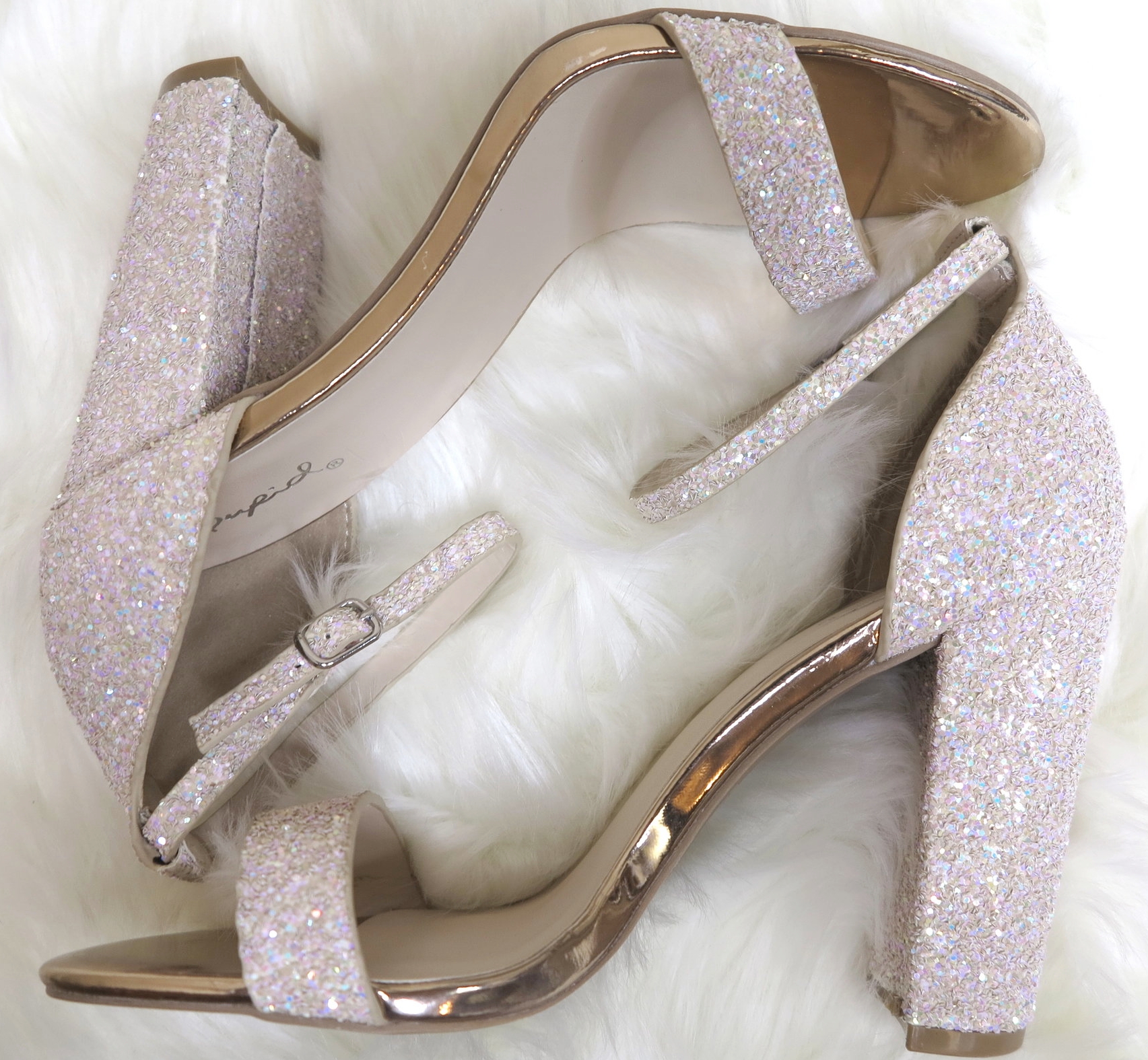glitter block heel pumps