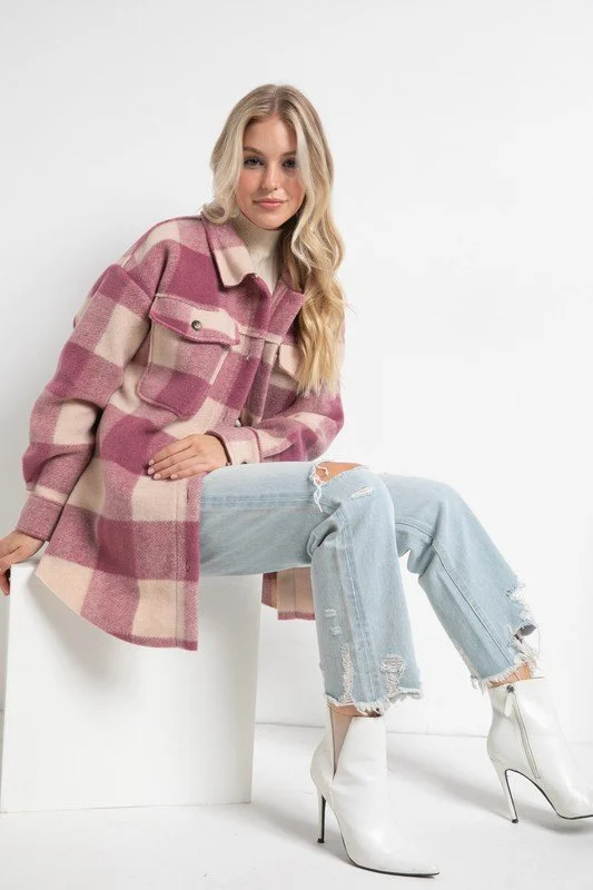 The Magenta Fuzzy Plaid Shacket — New 