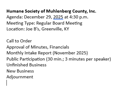 Monthly Board Meeting