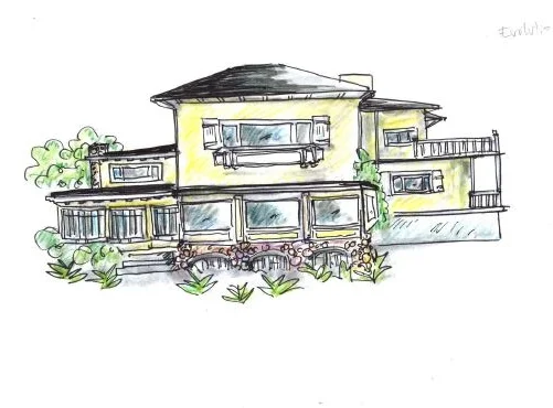 Summerland Big Yellow House sketch- SB Magazine