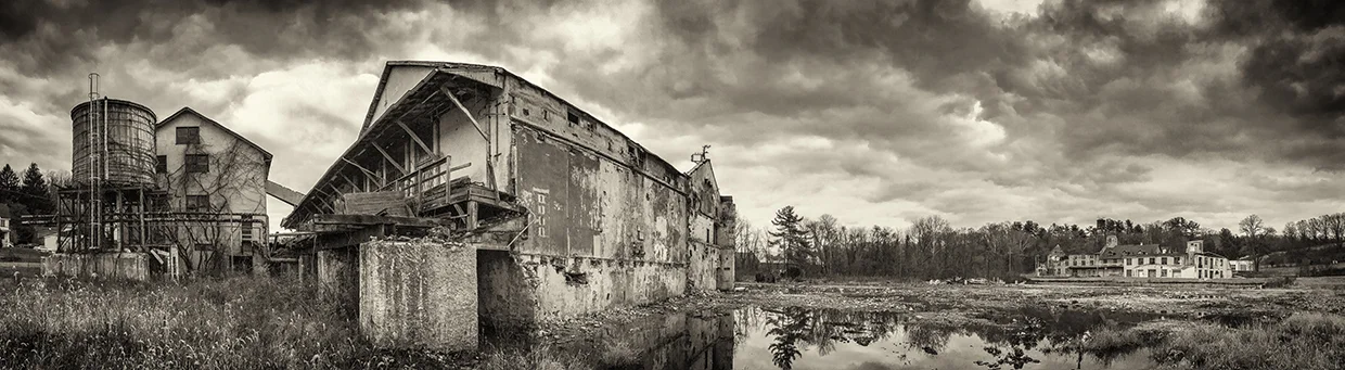 Once the Garrett Snuff Mills. Once the Marshall Brothers Paper Company, Once the National Vulcanized Fiber Plant… Now a ghost looking for its future. Taken with my iPhone on a foggy, foggy morning… it’s the only way I can still get digital panoramic photos… like I once did with film and a Widelux camera.