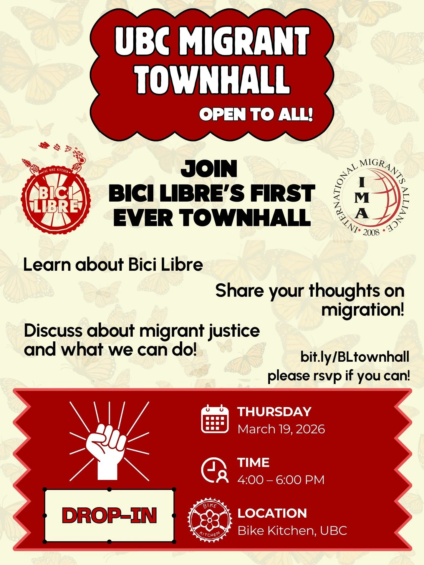 Join us next Thursday for a Migrant Townhall!

Food will be provided 😋

This will be community conversational space where we can meet each other and talk about migration, the issues we face as migrants, what migrant justice looks like for us, and wh