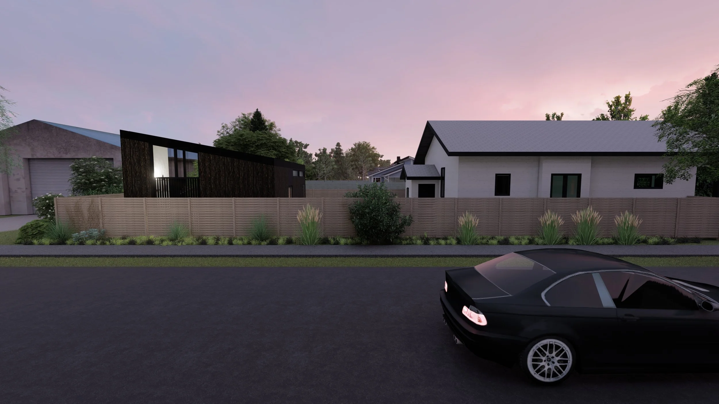 A rendering of what would become our shed roof ADU.