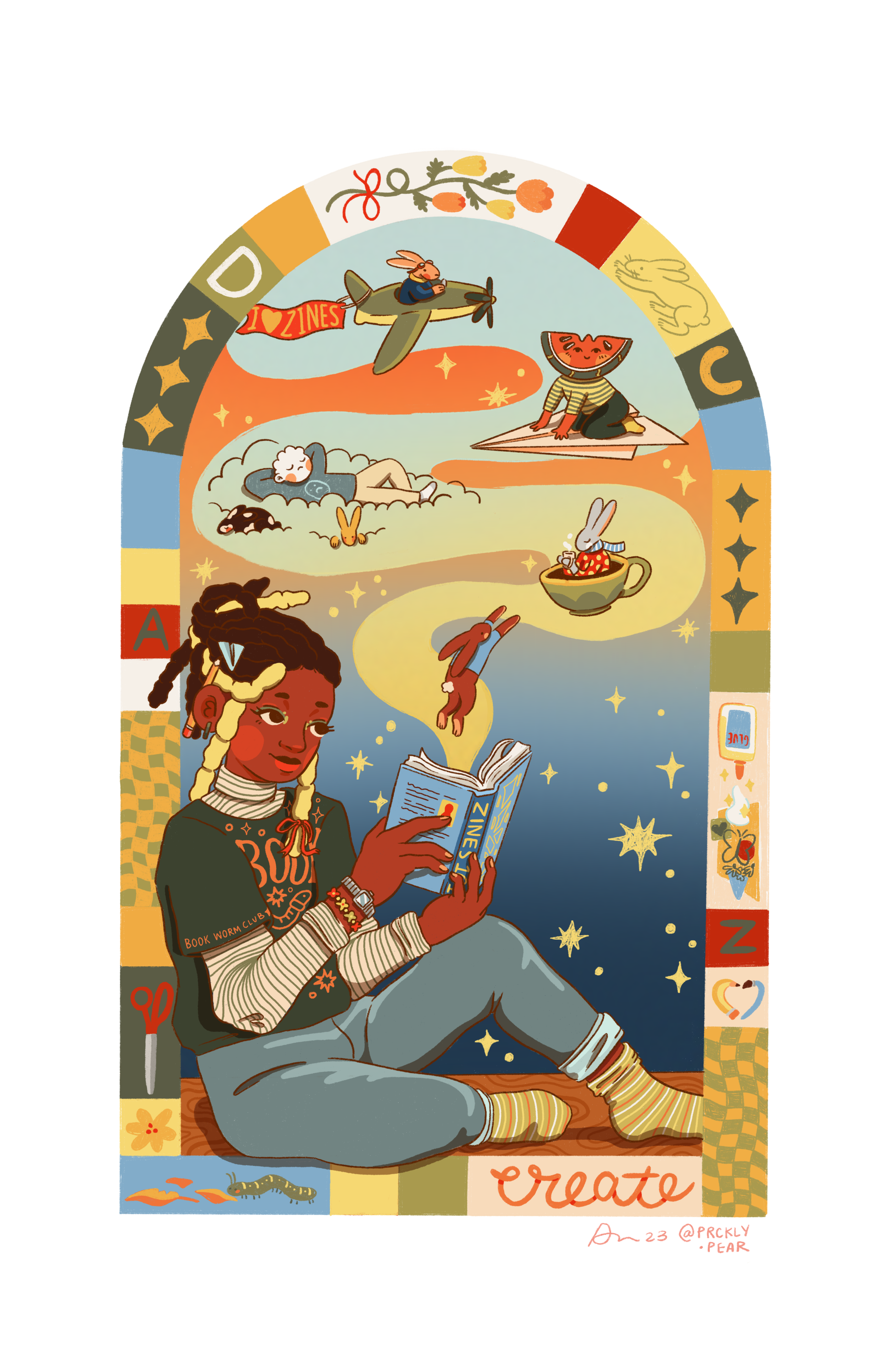 Poster design for a local zine festival called DCAZ Fest. Event was held June 2023