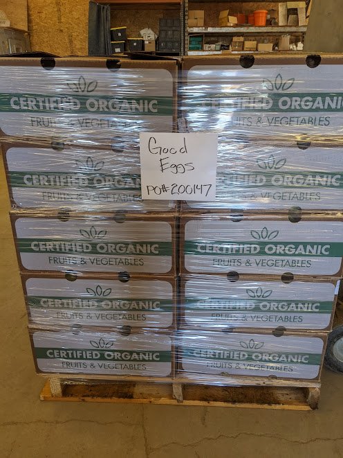 Our first ever order to Good Eggs! A big 'ol pallet of artichokes.