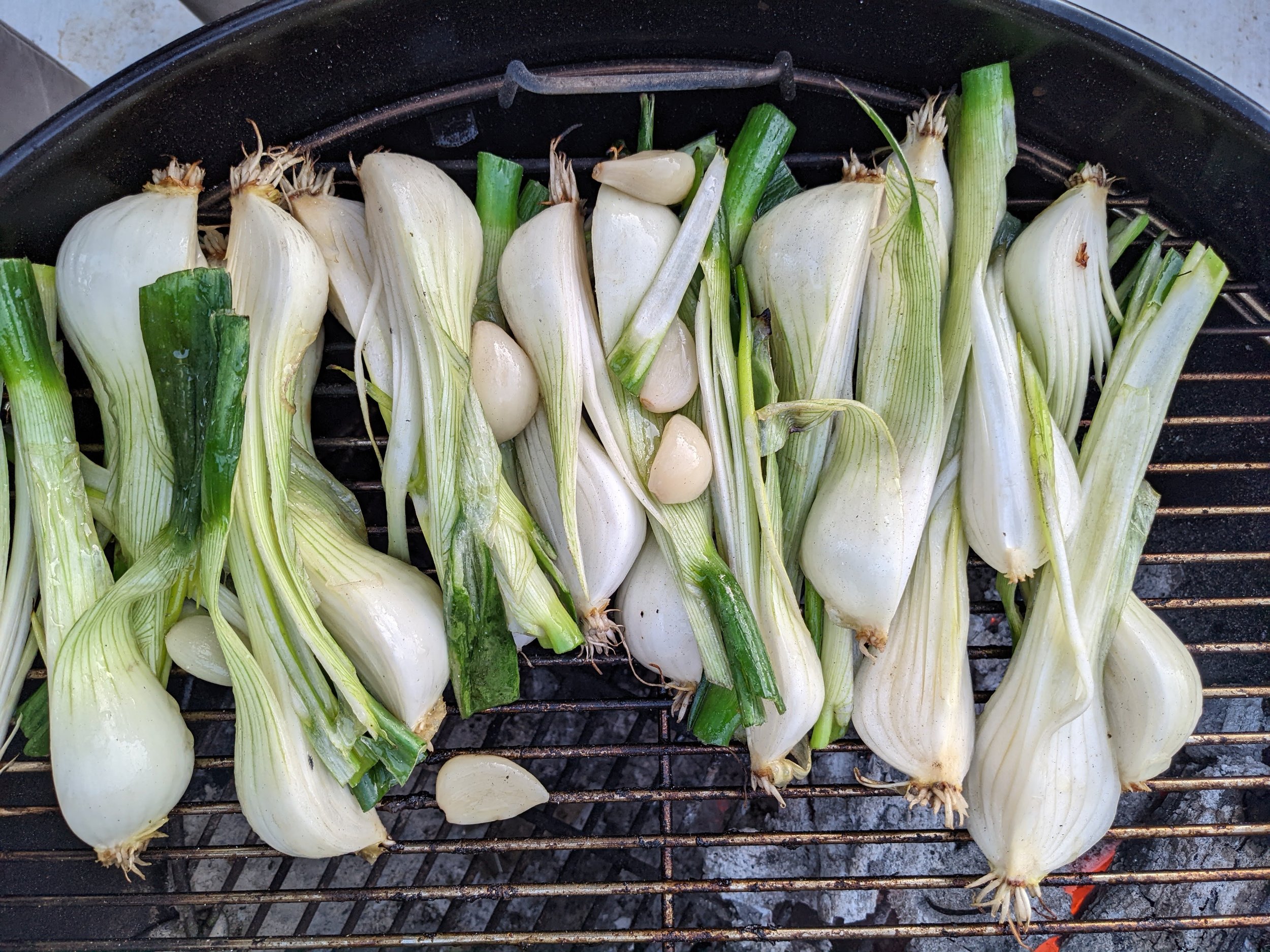 Grilling with spring onions &amp; a dash of garlic