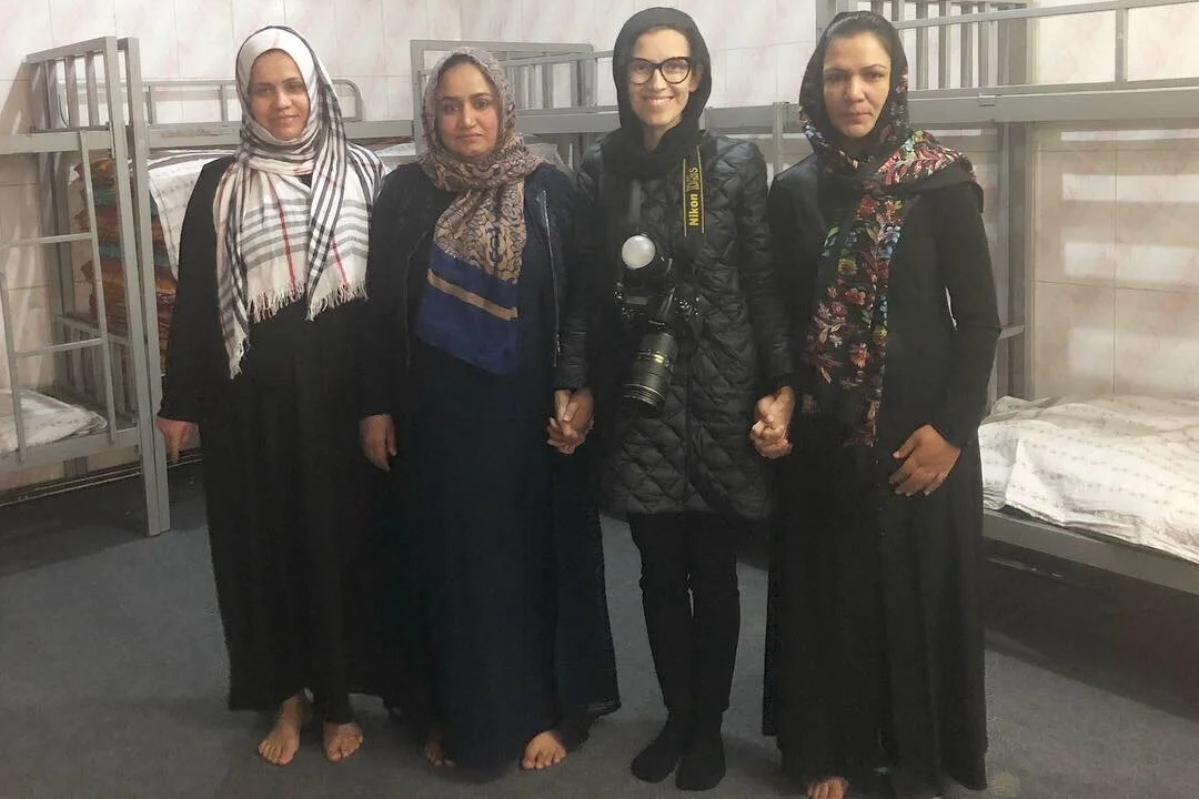 With clients, Women for Afghan Women Center 